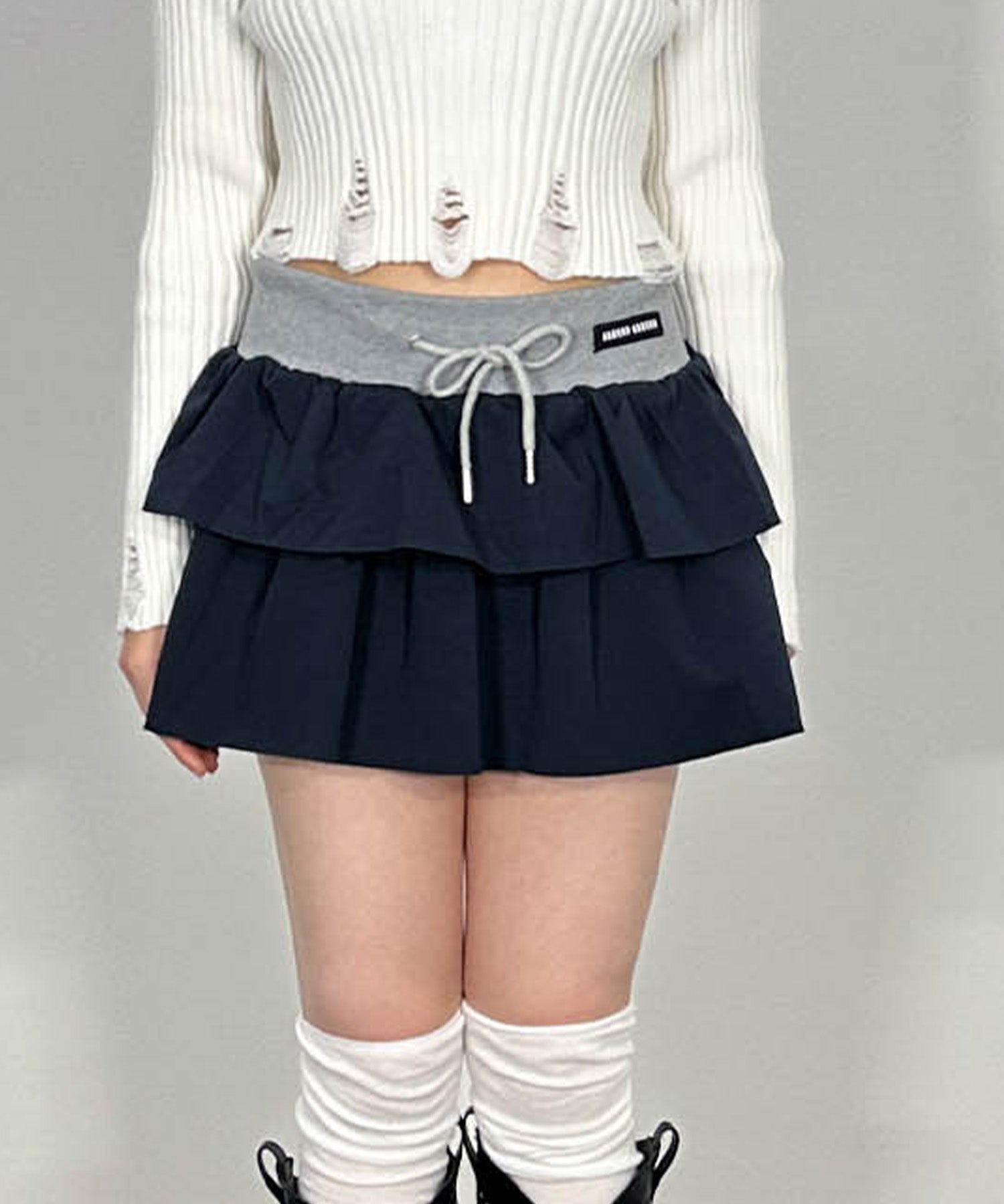 バイカラーフリルスウェットミニスカート