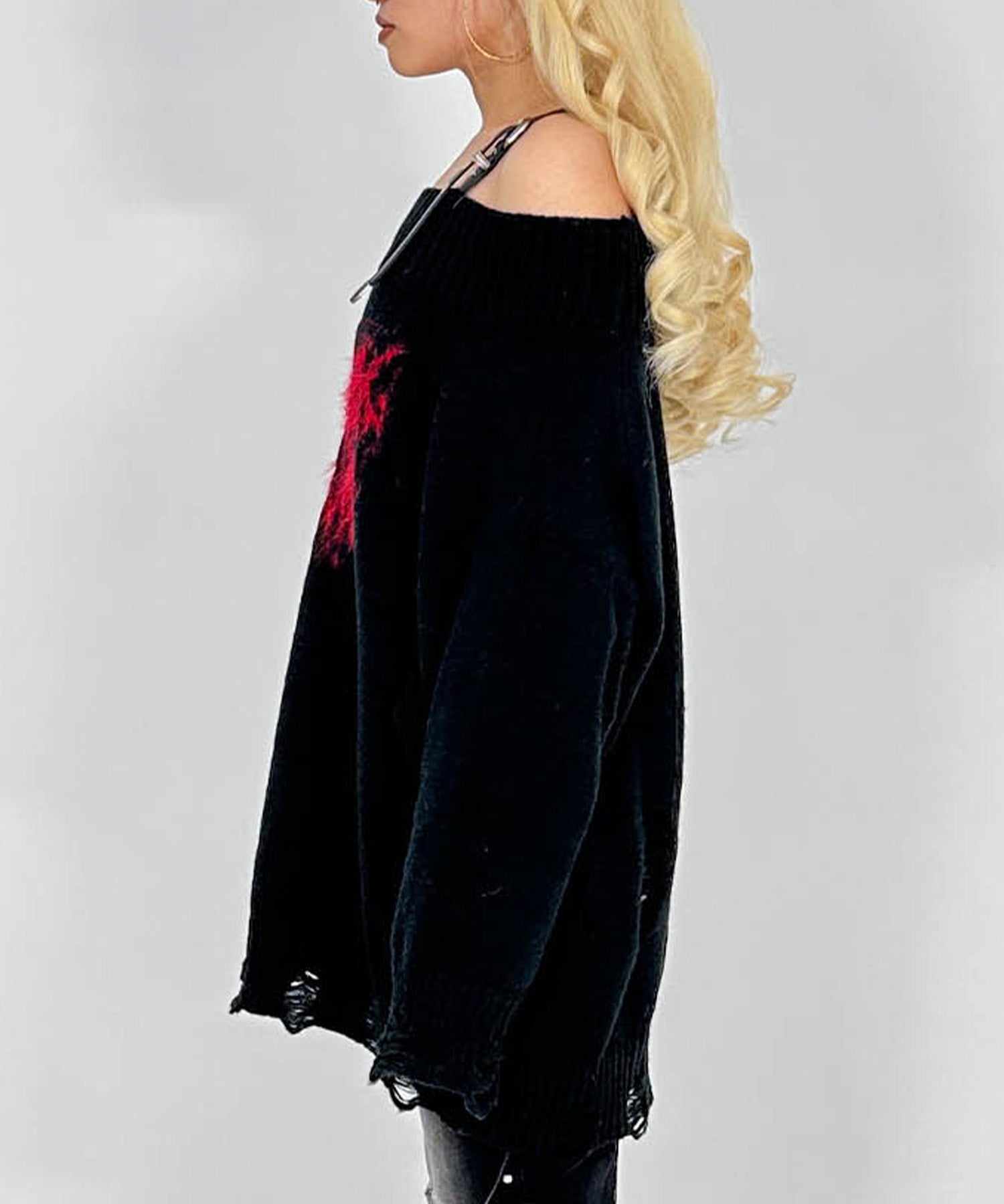 ショルダーベルトダメージニット