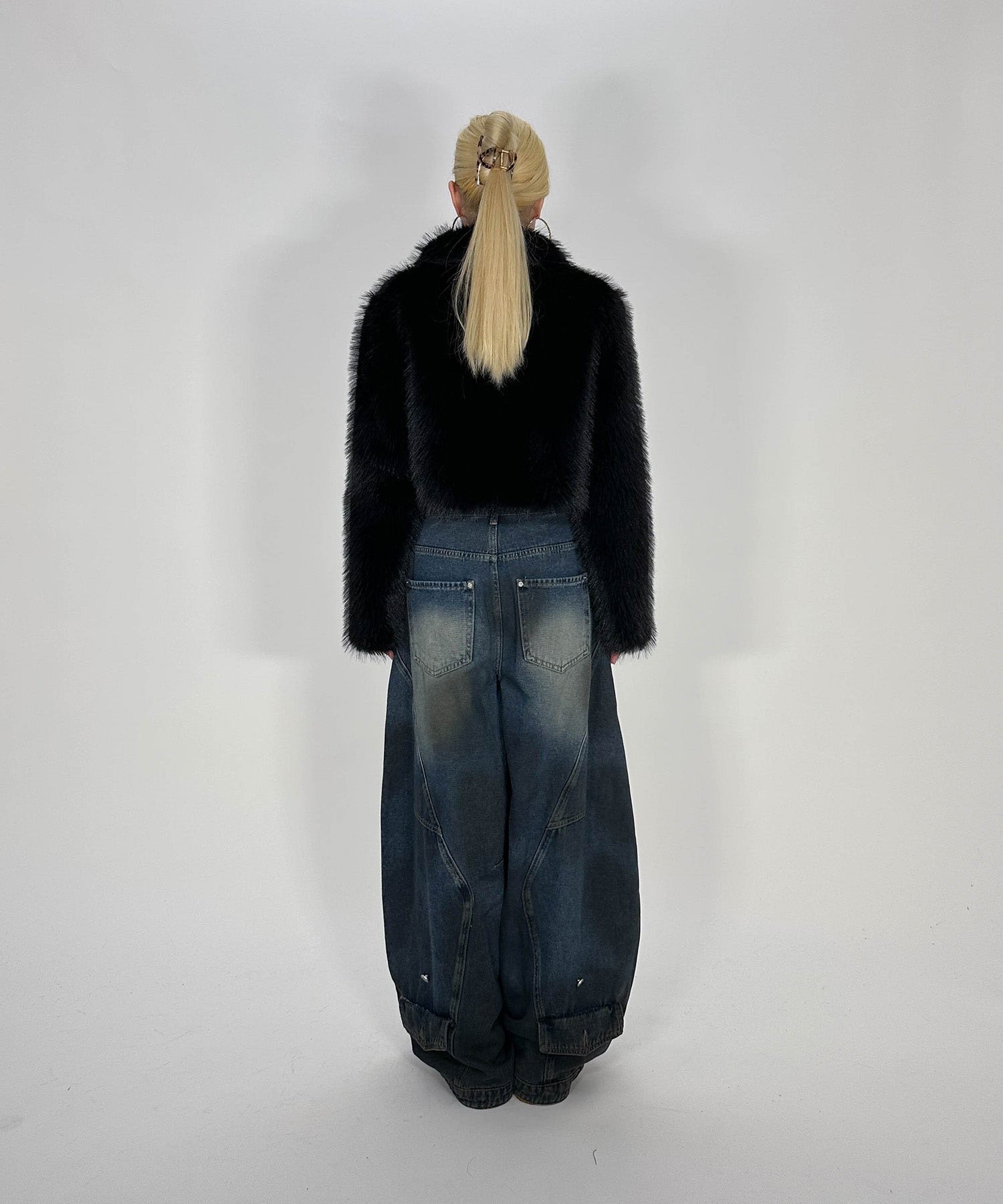 襟レザーファーショートジャケット