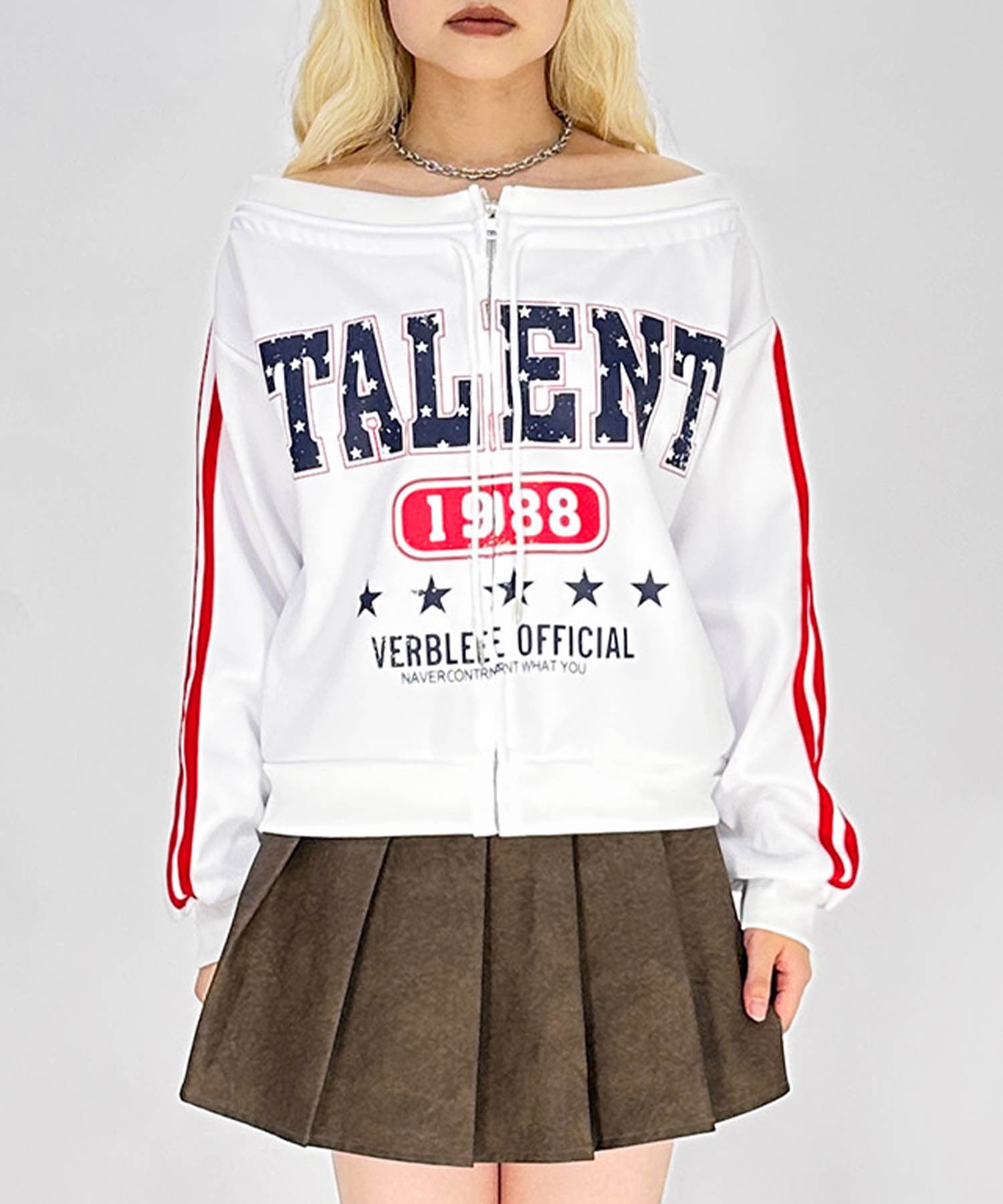 ジップアップオフショルTARENTスウェット