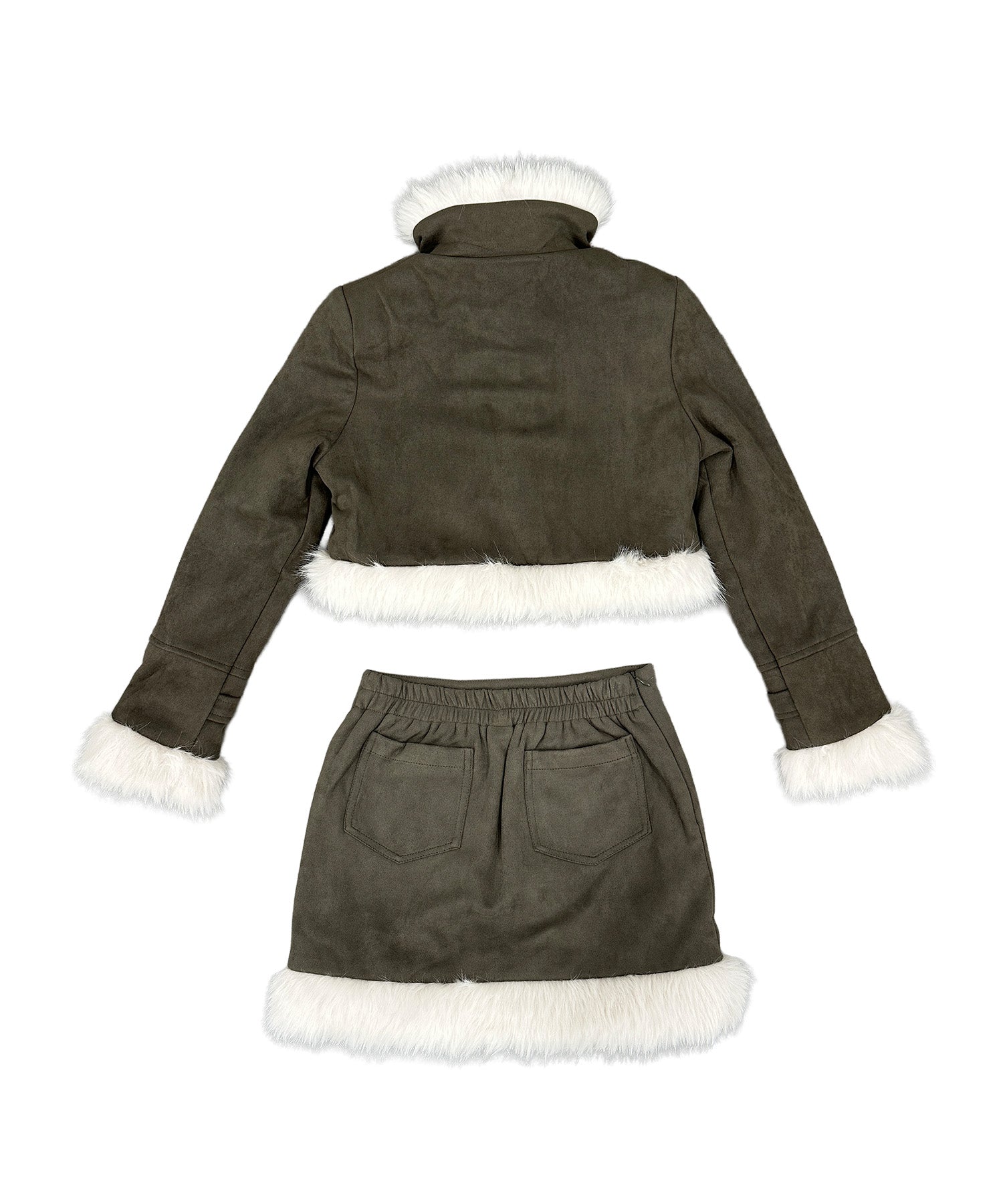 スウェードフェイクファーセットアップ