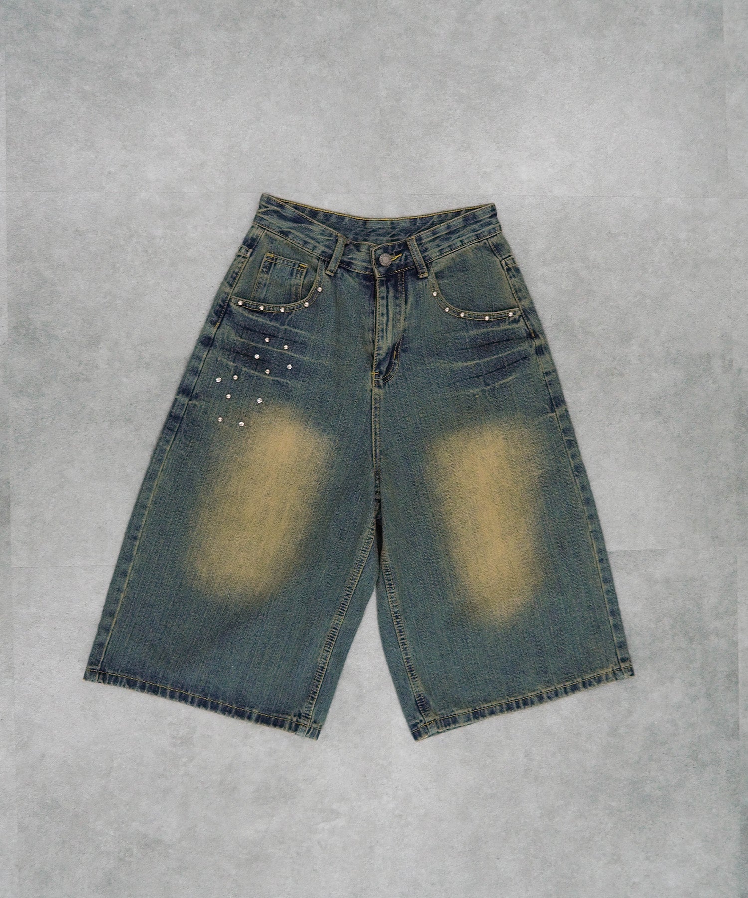 スタッズバミューダデニムパンツ
