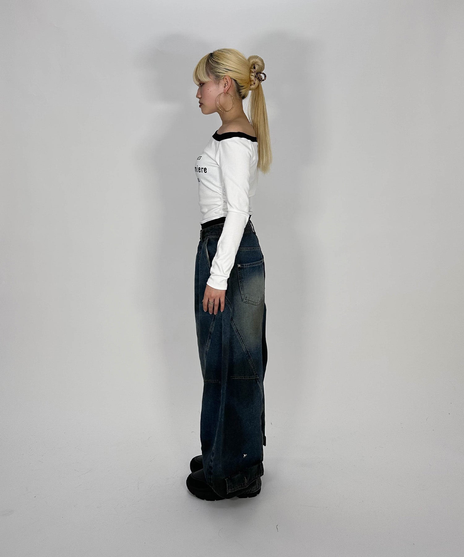 ダブルウエストバルーンデニム