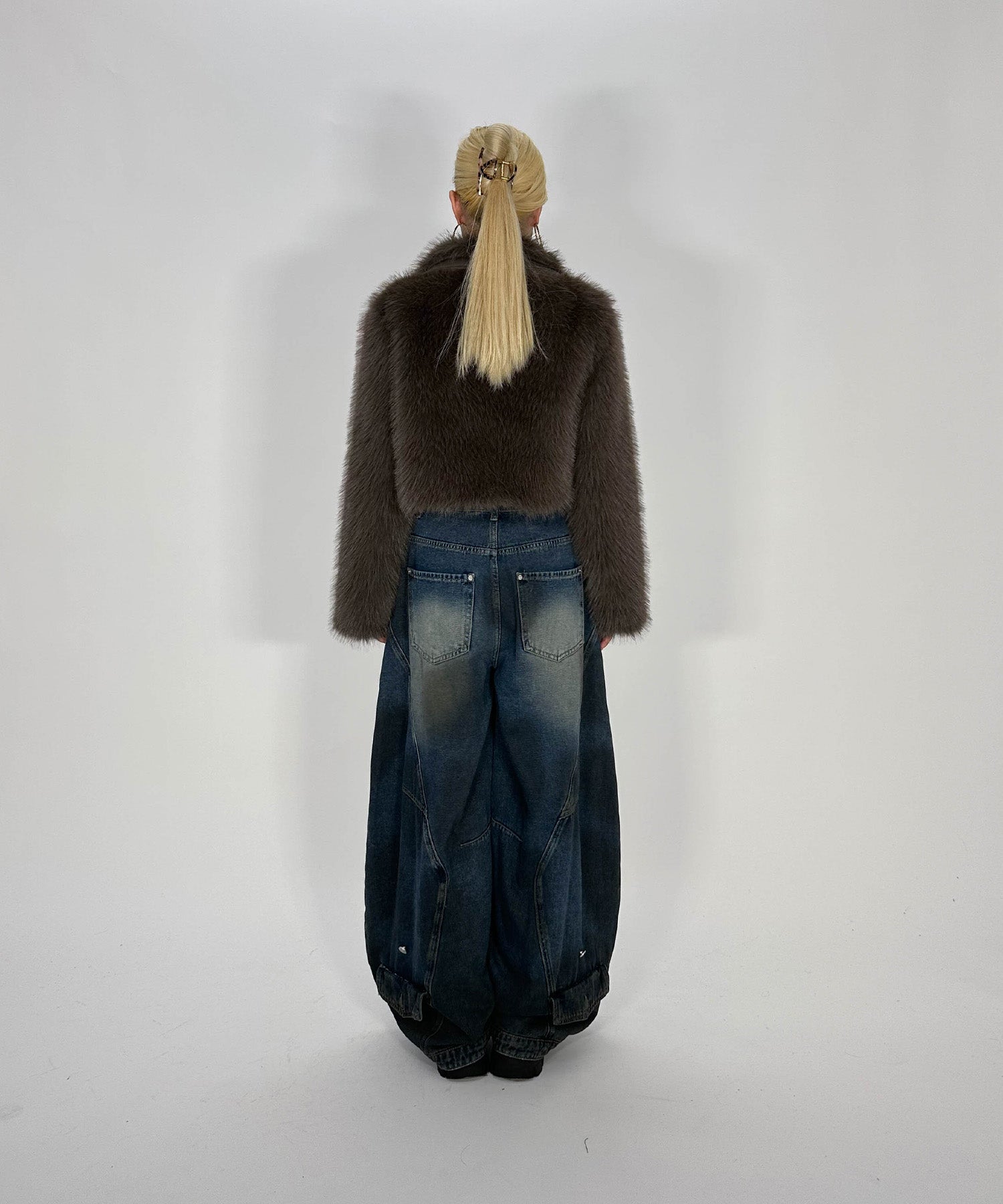 襟レザーファーショートジャケット