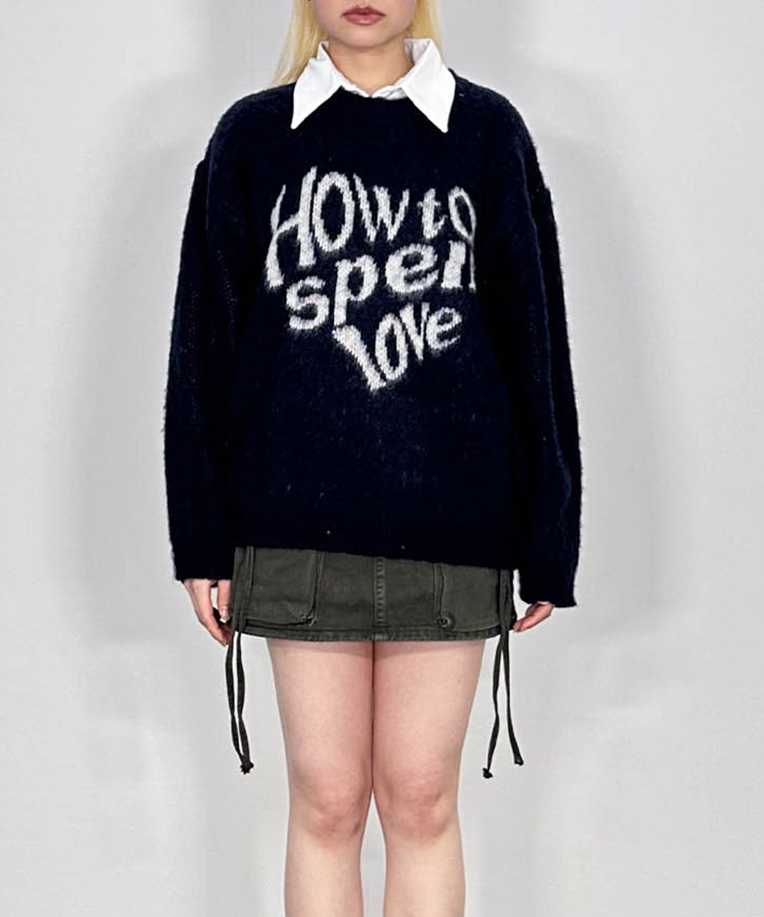 ハートレタリングニット