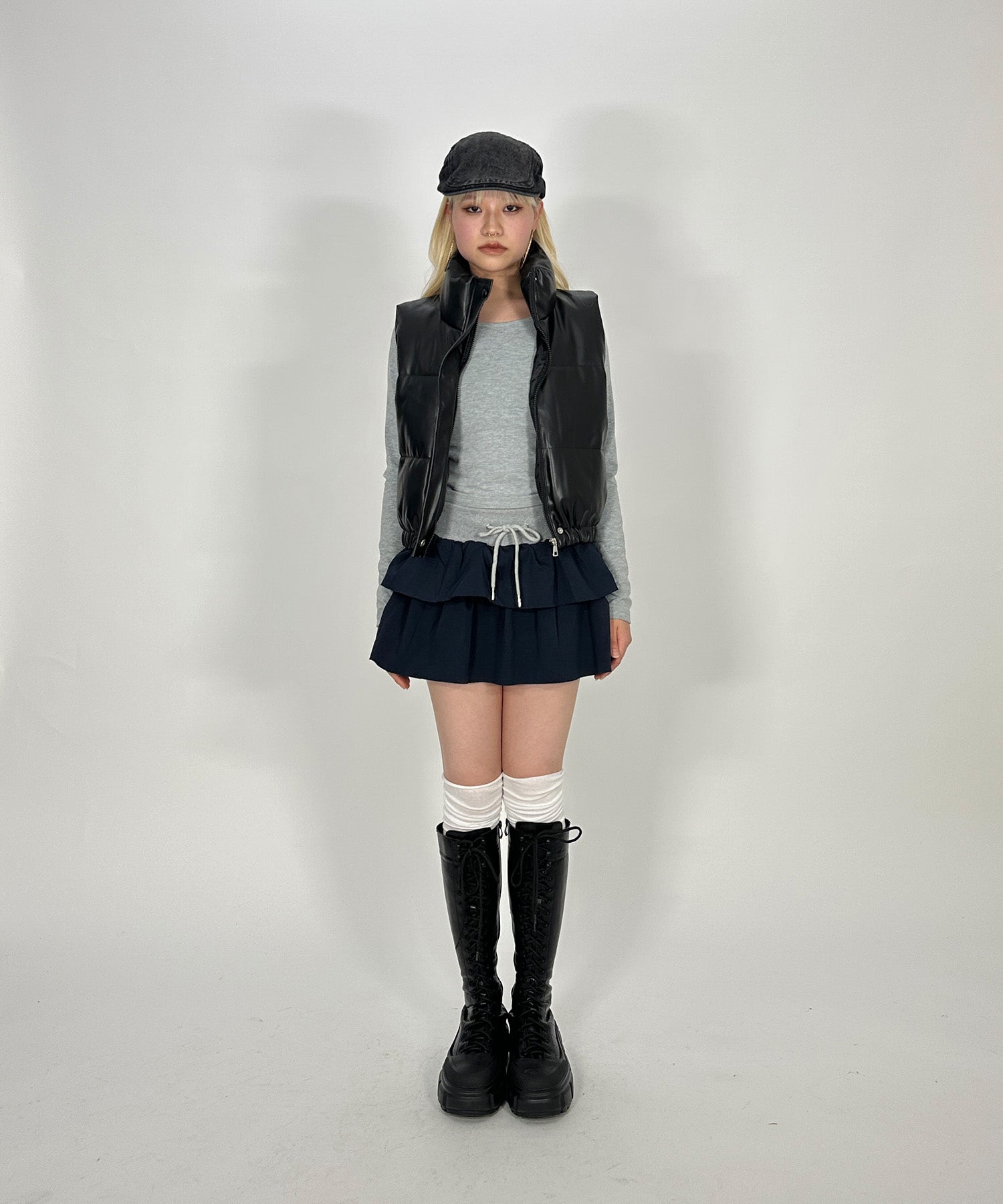 合皮レザーダウンベスト