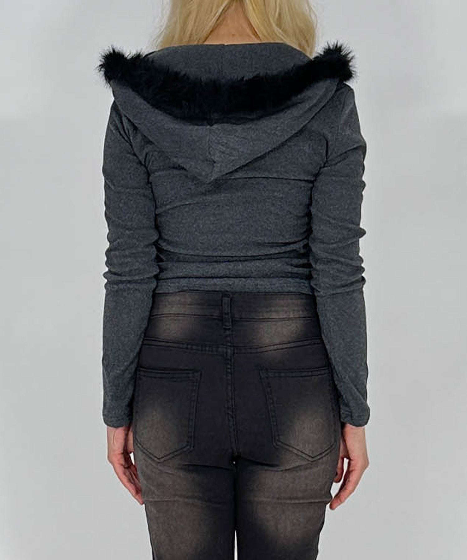 ファー付きフードピチスウェットトップス