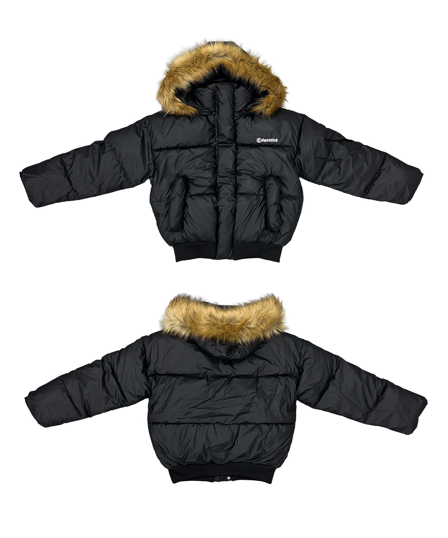 PUレザーコットンダウンジャケット