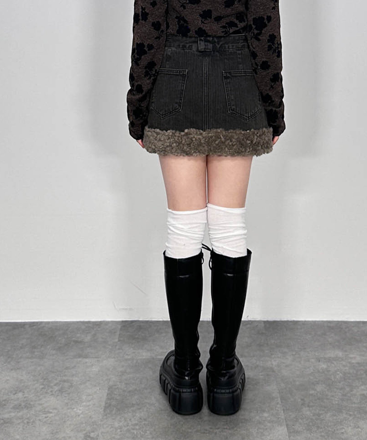 プードルデニムミニスカート