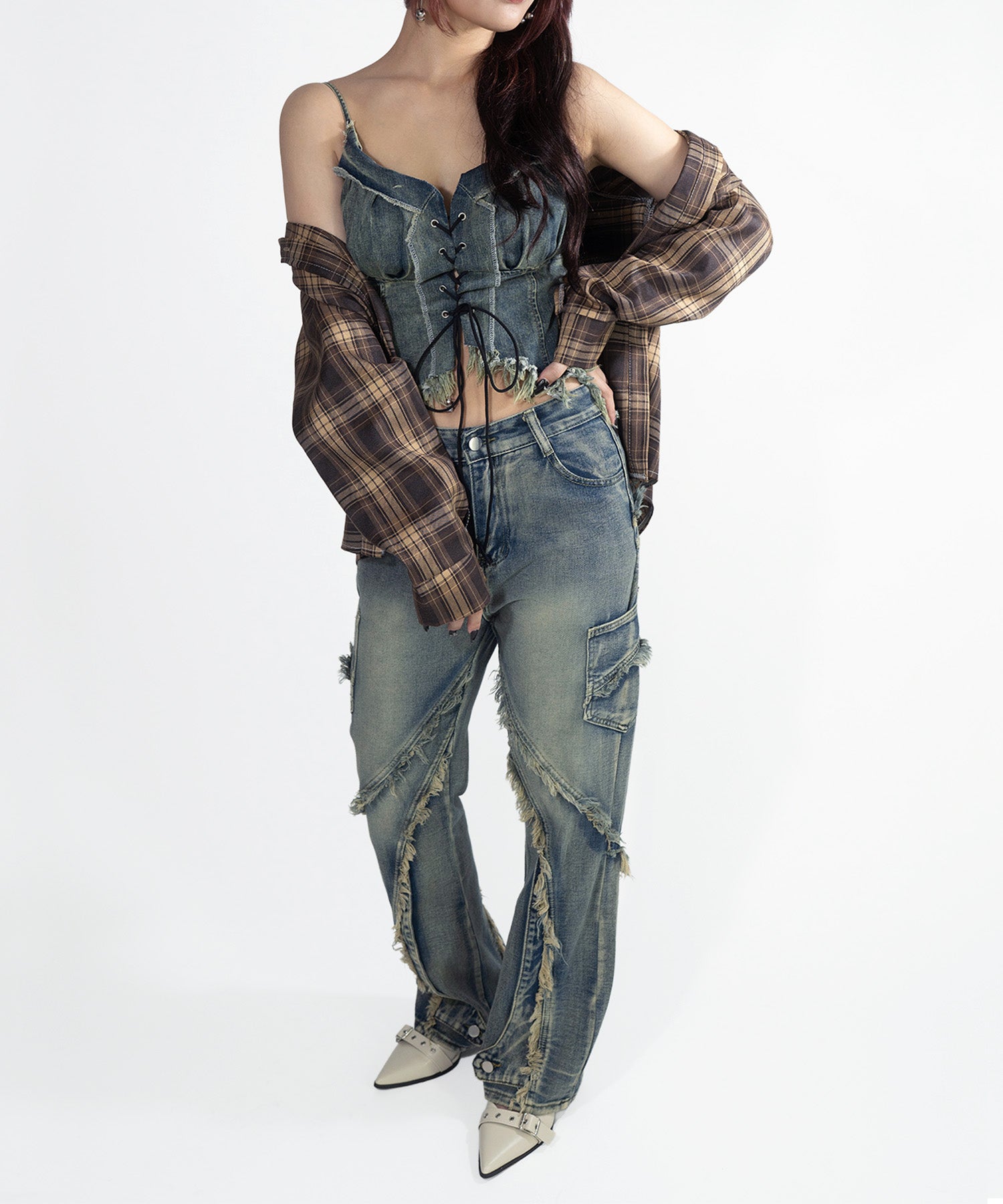 オーバーサイズチェックシャツ