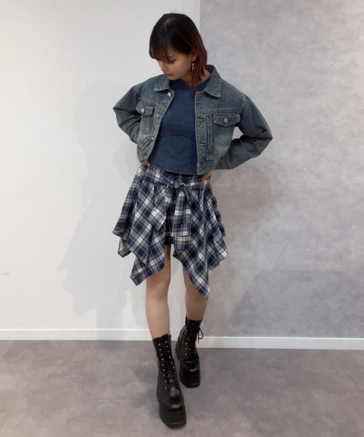 腰巻きシャツ風スカート