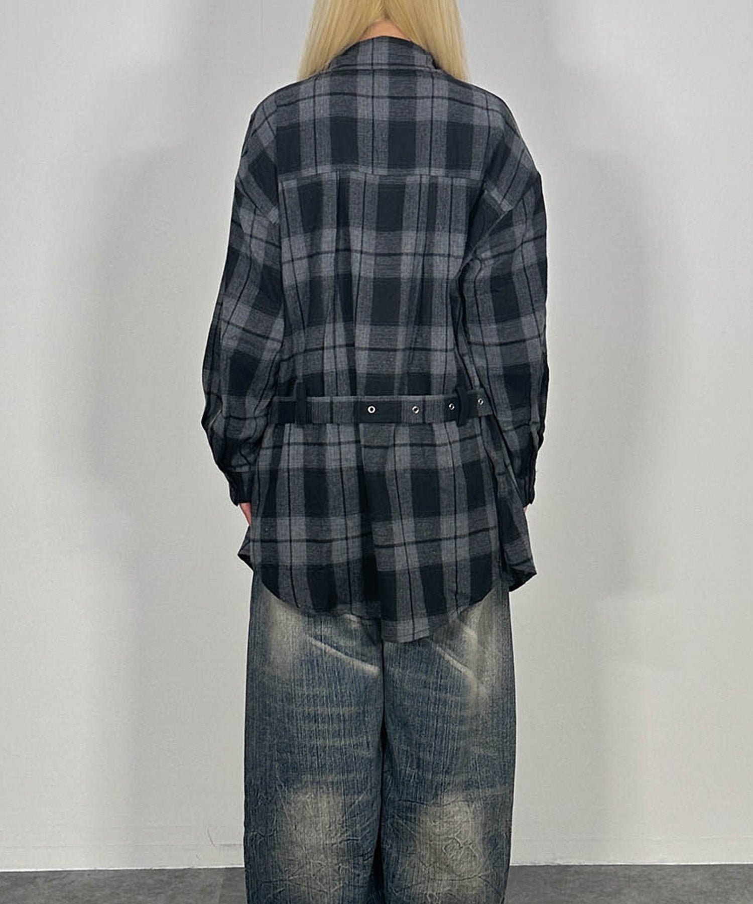 ベルトチェックシャツ