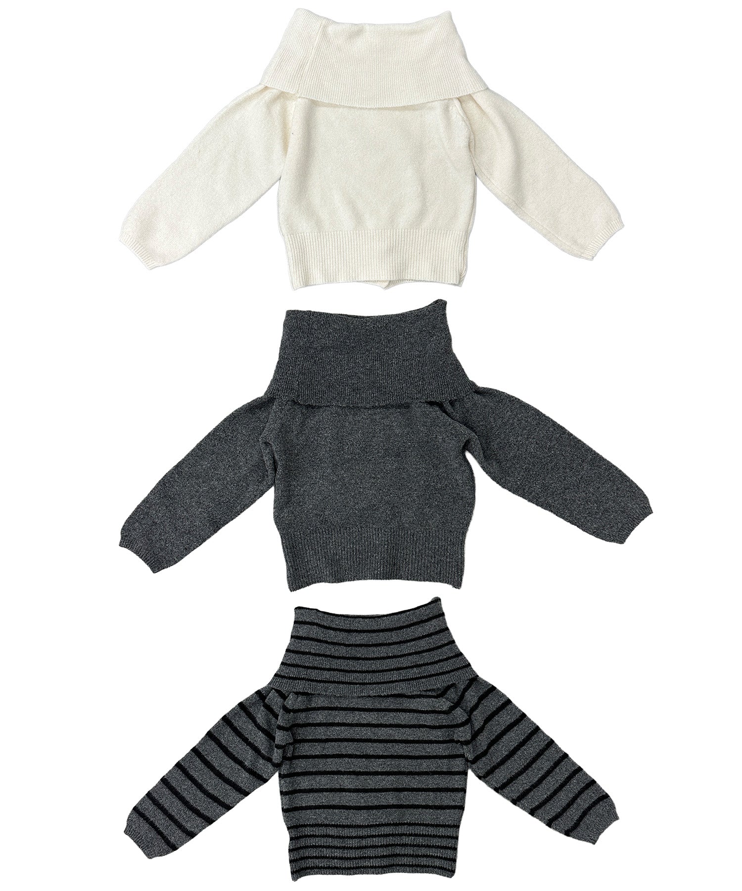 ウエスト3ボタンオフショルニット