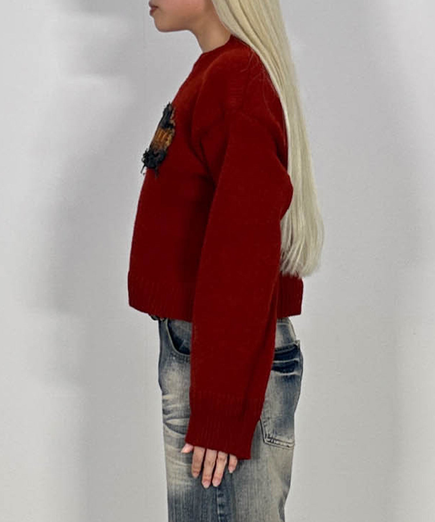 パッチデザインニットプルオーバー