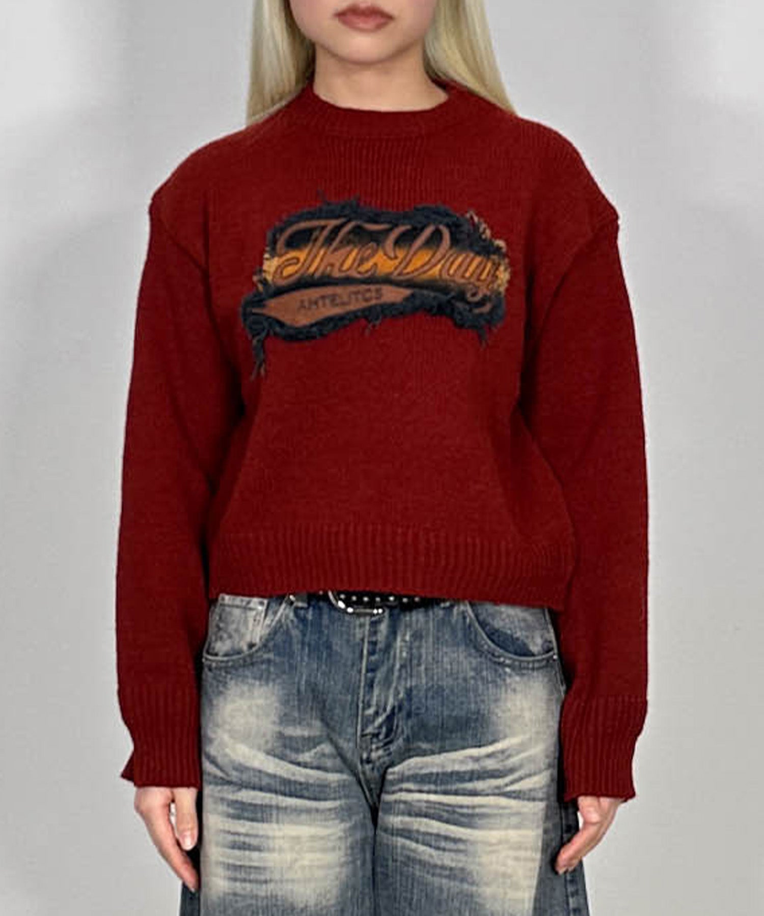 パッチデザインニットプルオーバー