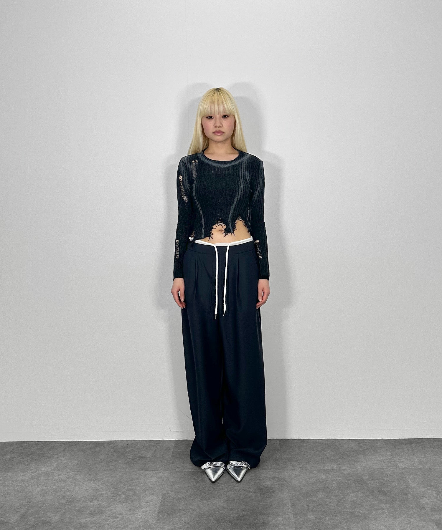 アシンメトリーダメージニット