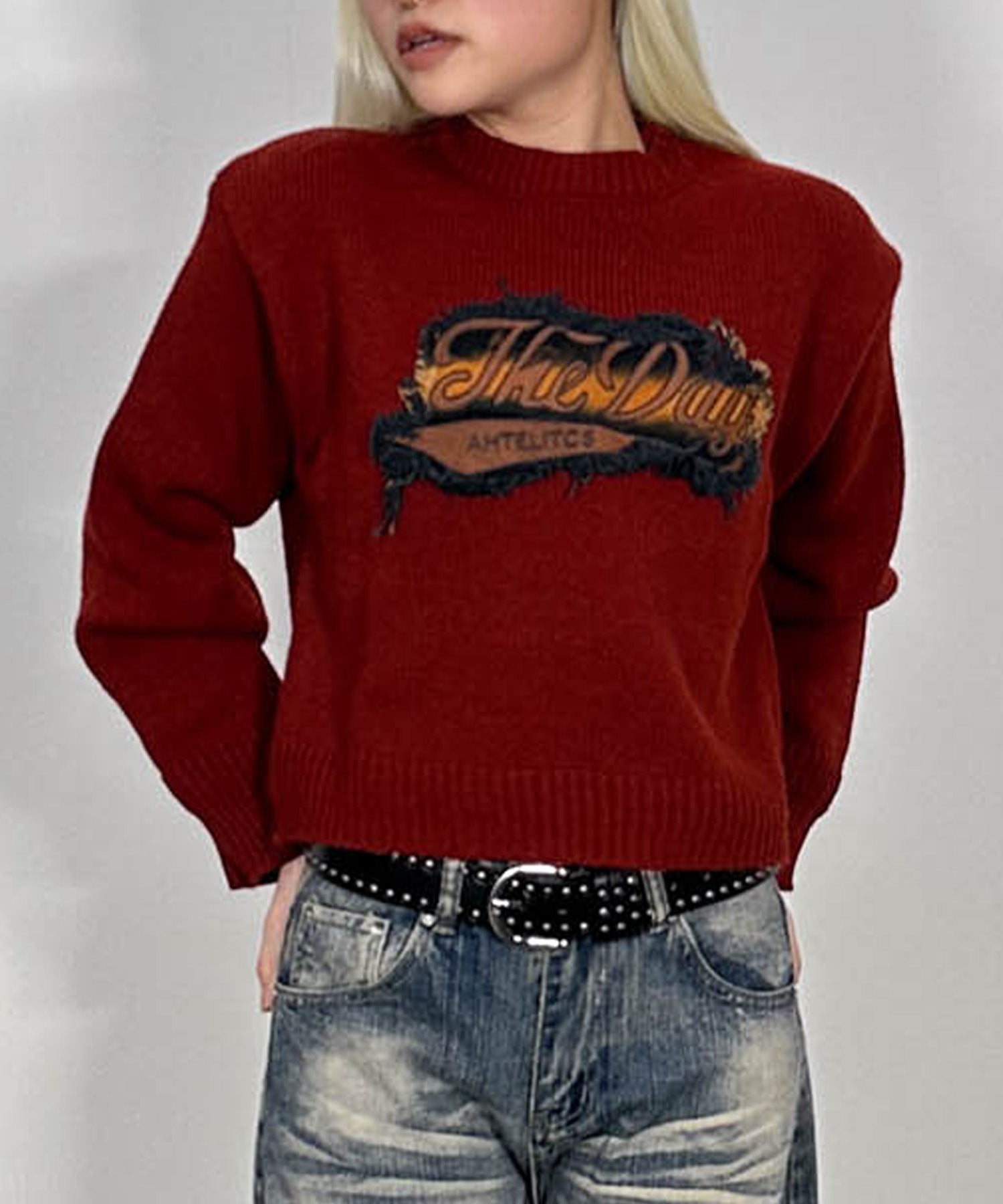 パッチデザインニットプルオーバー