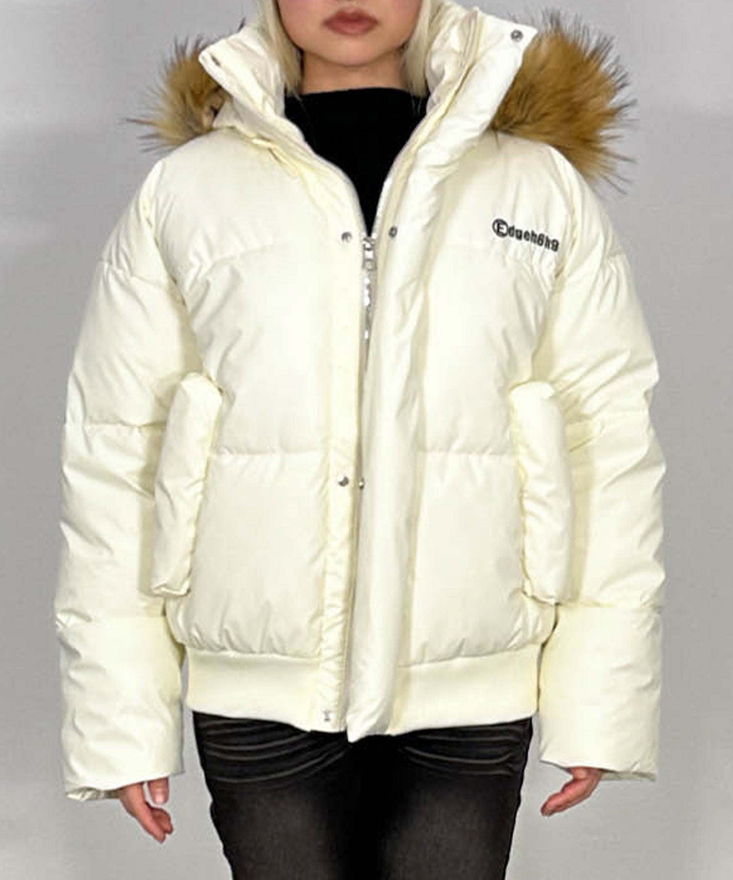 PUレザーコットンダウンジャケット