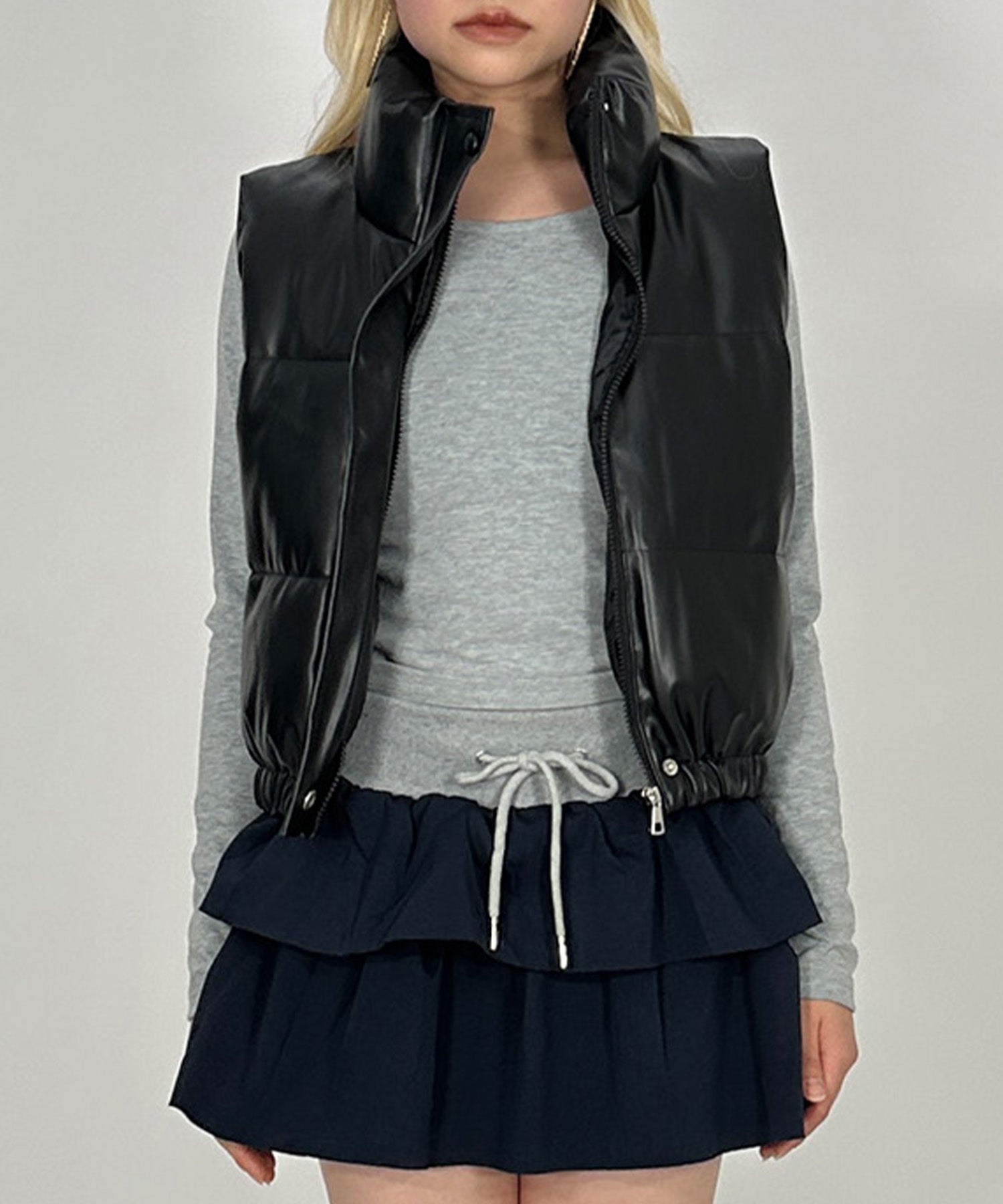 合皮レザーダウンベスト