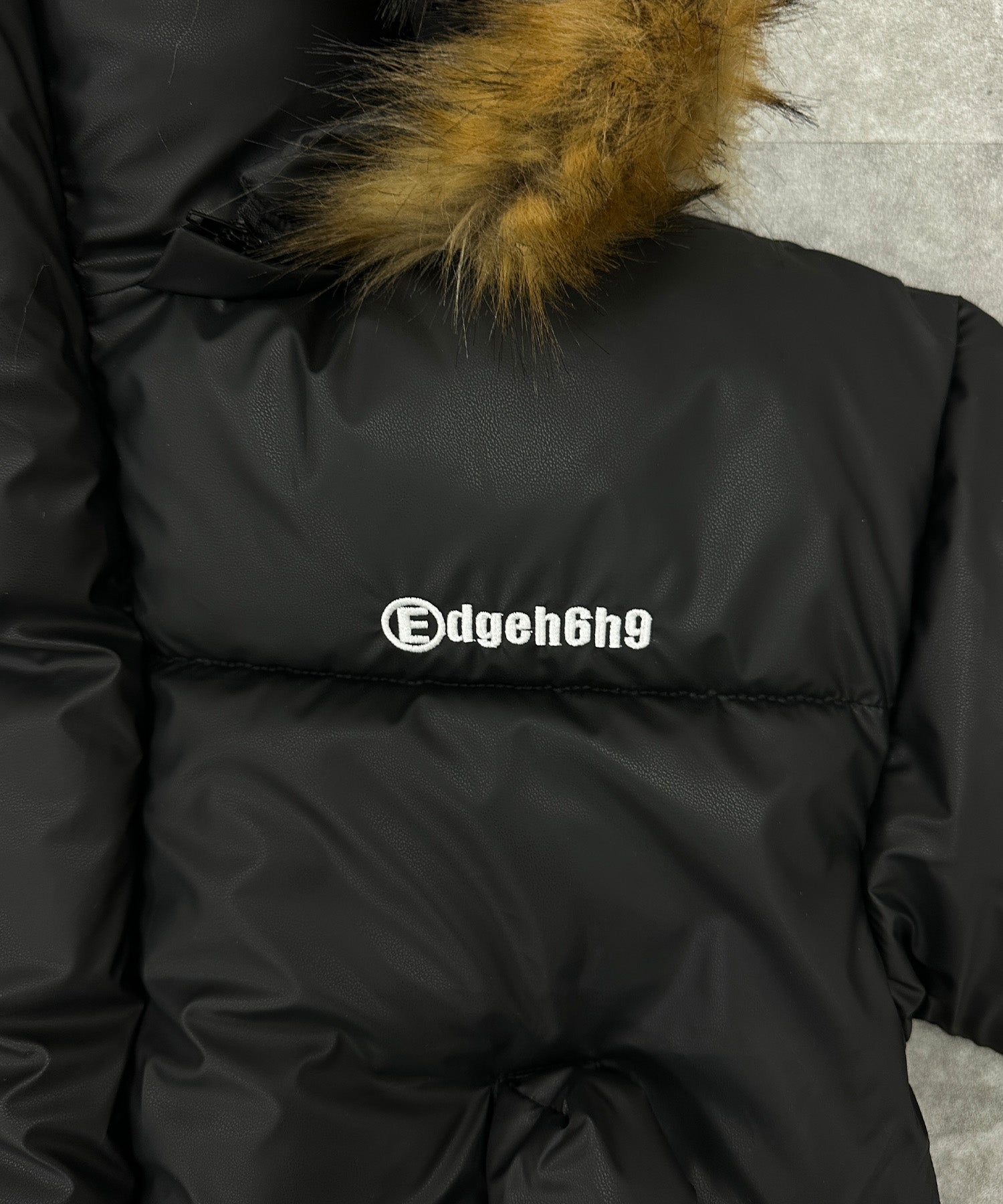 PUレザーコットンダウンジャケット