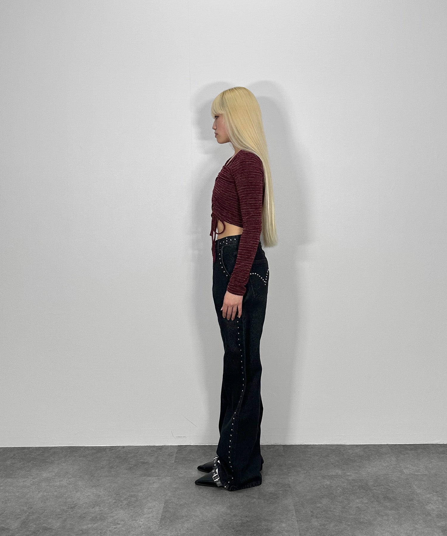 アイレットストレートデニムパンツ