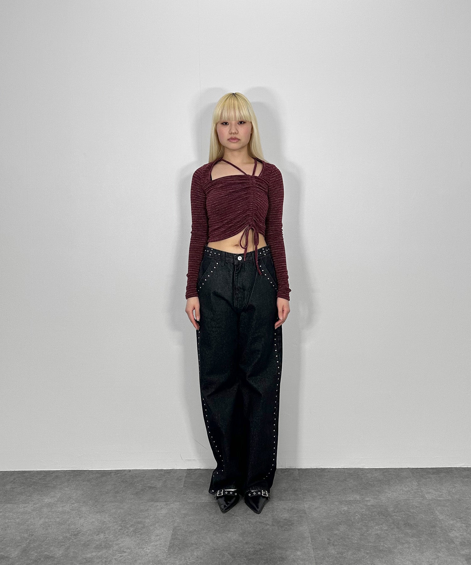 アイレットストレートデニムパンツ