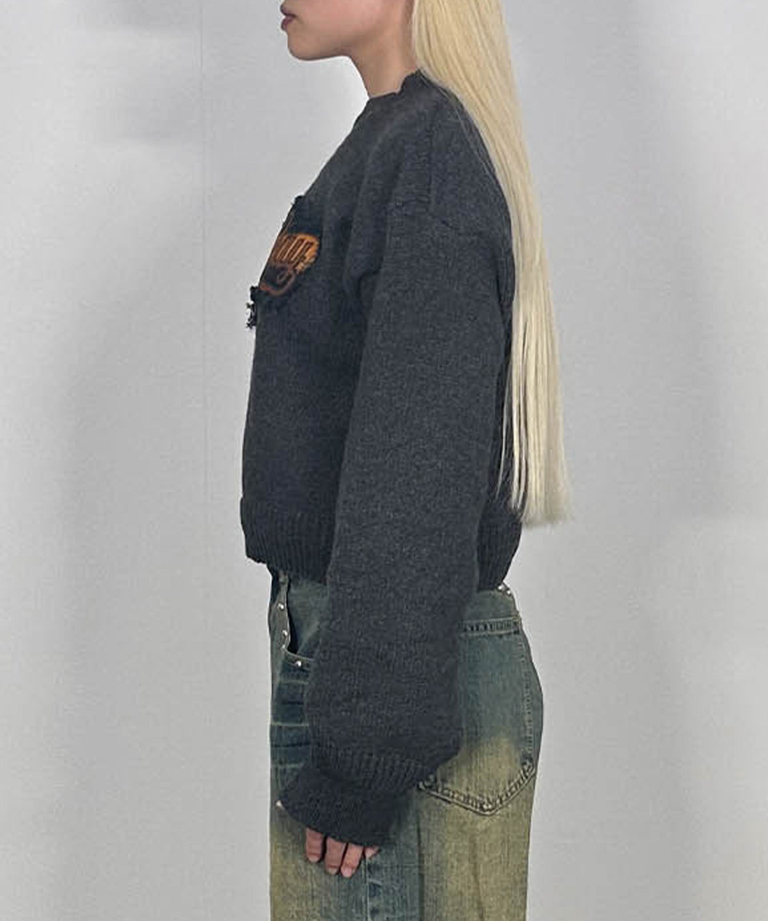 パッチデザインニットプルオーバー