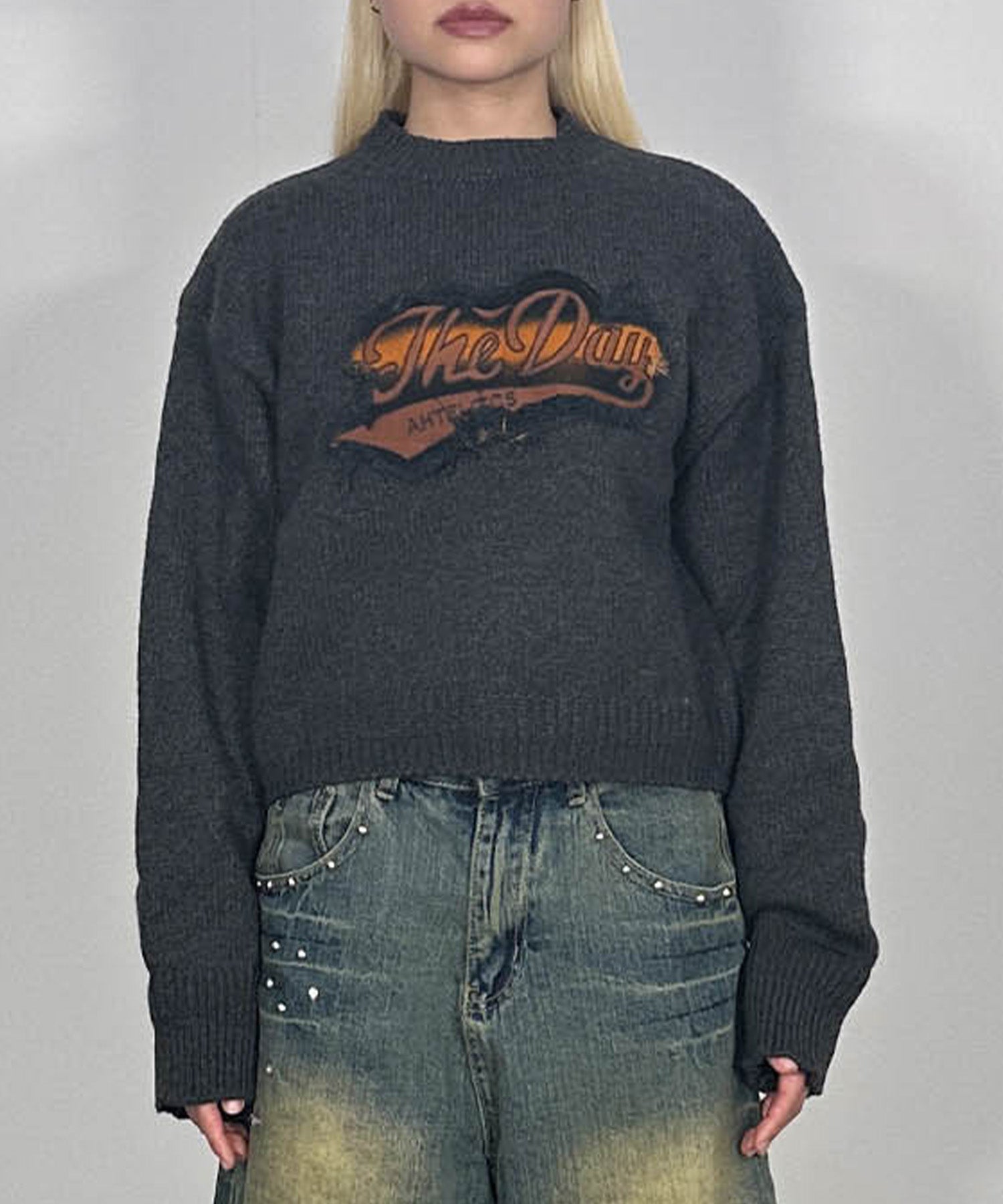 パッチデザインニットプルオーバー