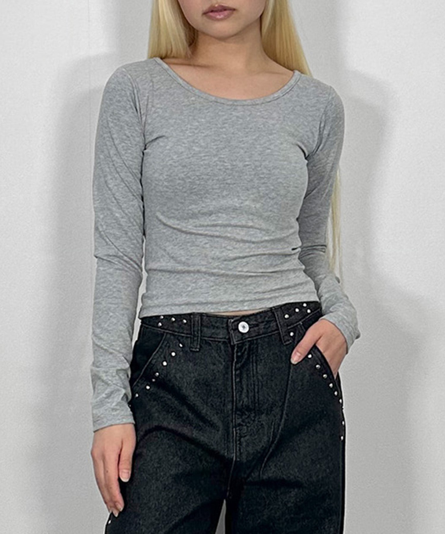 バックダブルストラップロングTシャツ