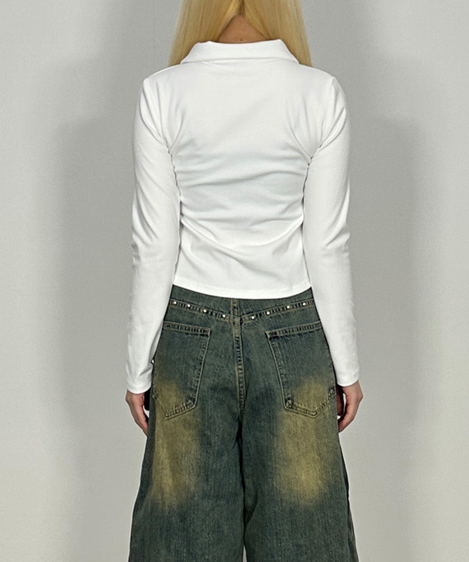 ボタンシャーリングシャツデザイントップス