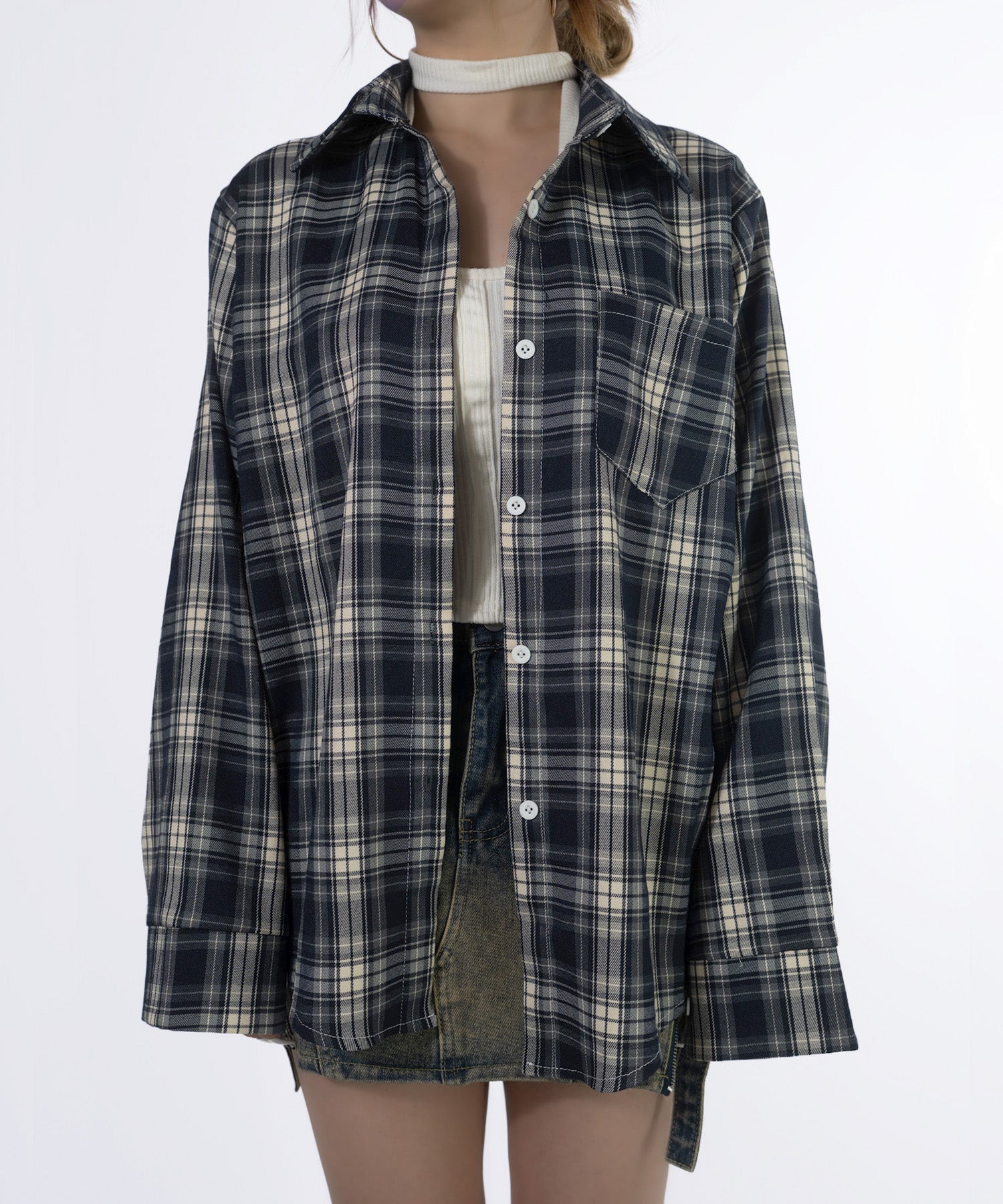 オーバーサイズチェックシャツ