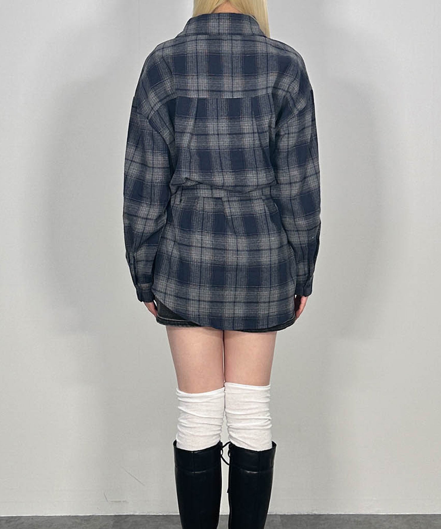 ベルトチェックシャツ