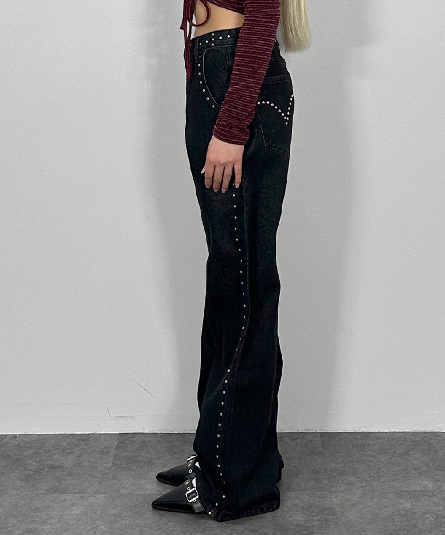 アイレットストレートデニムパンツ