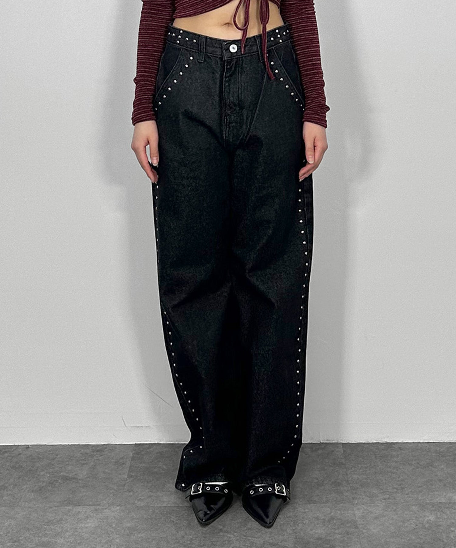 アイレットストレートデニムパンツ