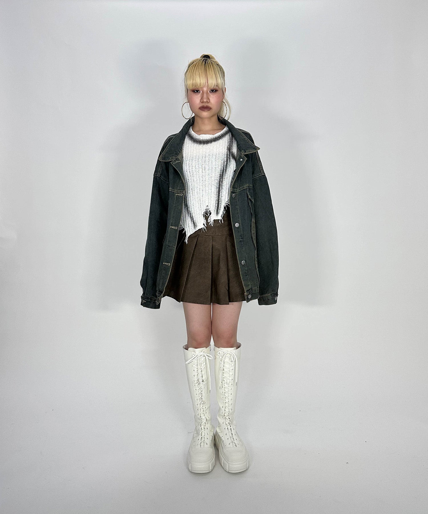 レザープリーツスカート