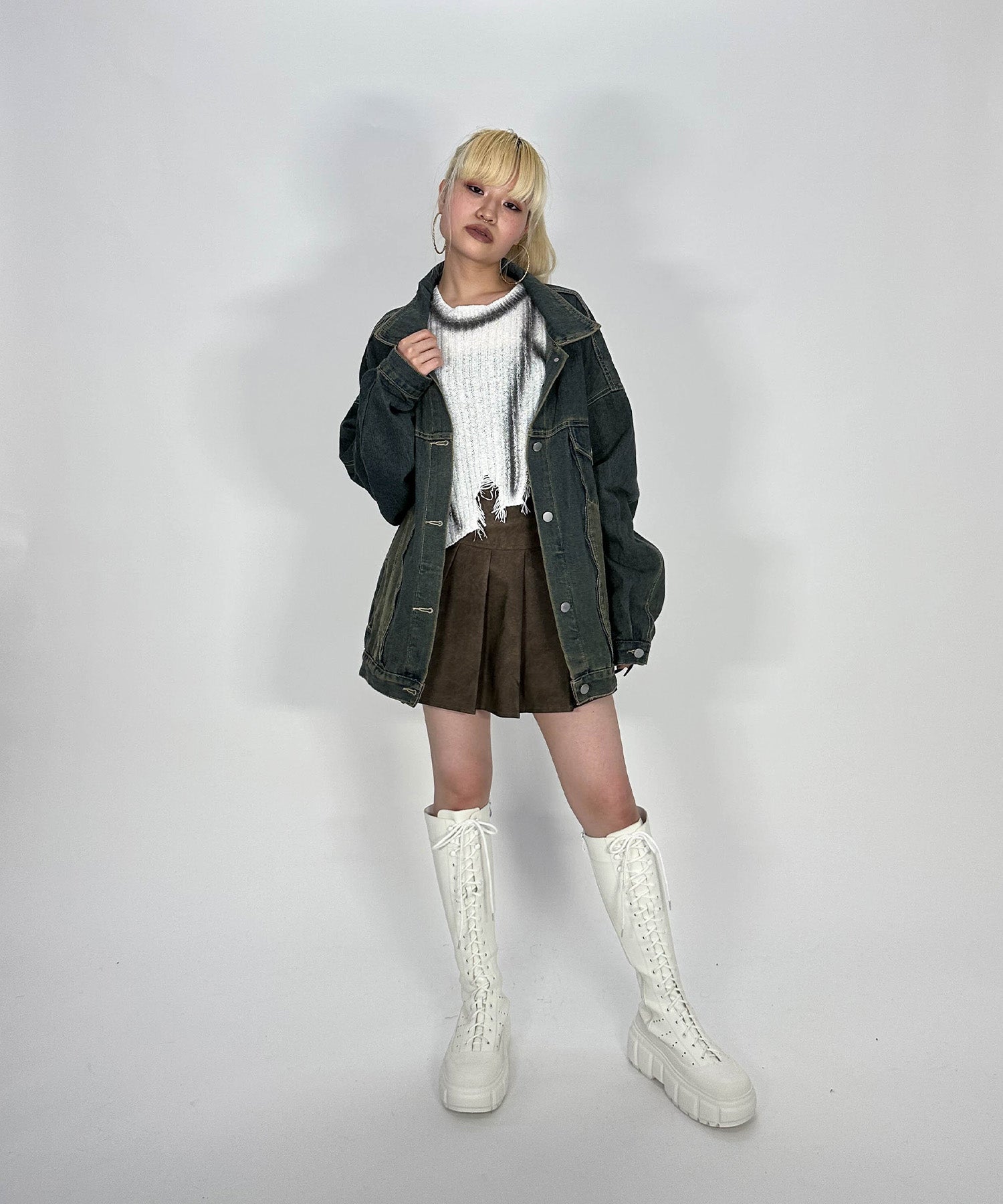 レザープリーツスカート