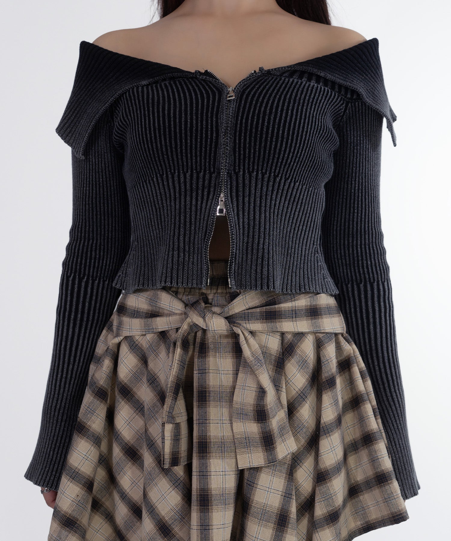 ウォッシュドダブルジップトップス