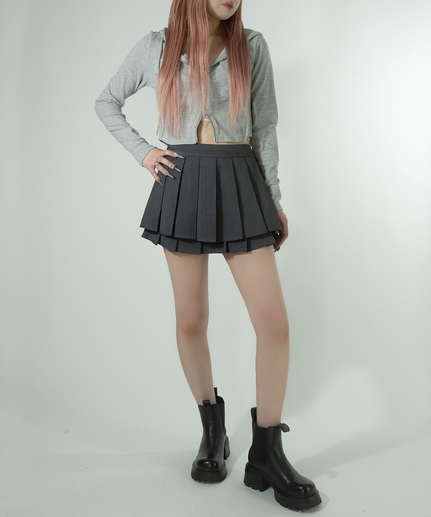 レイヤードプリーツスカート