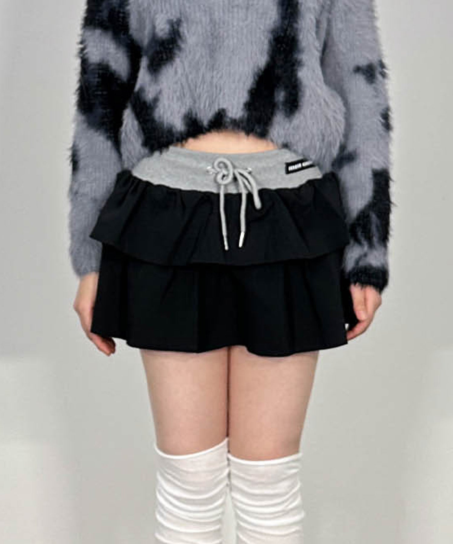 バイカラーフリルスウェットミニスカート