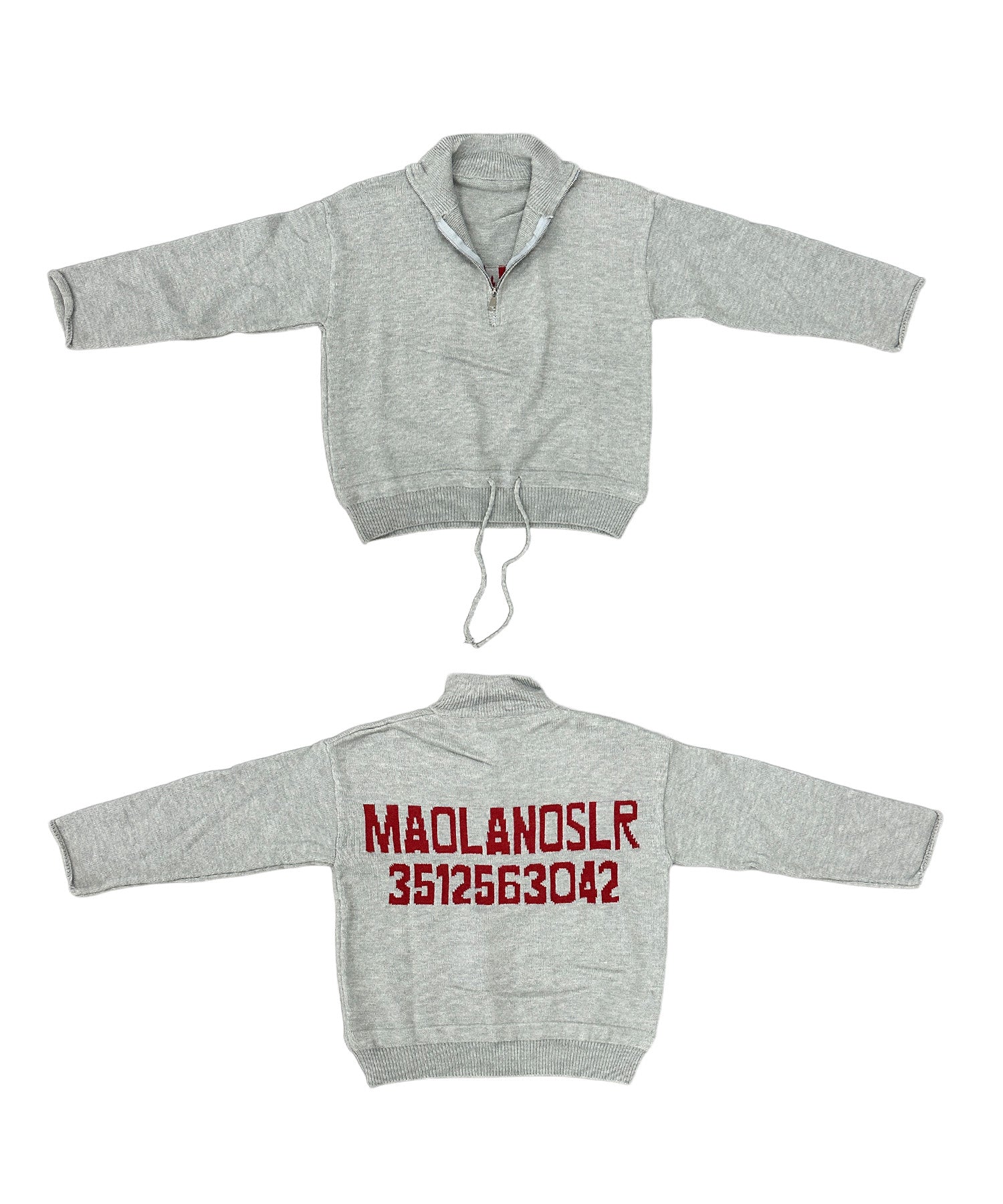 バックロゴハーフジップニット