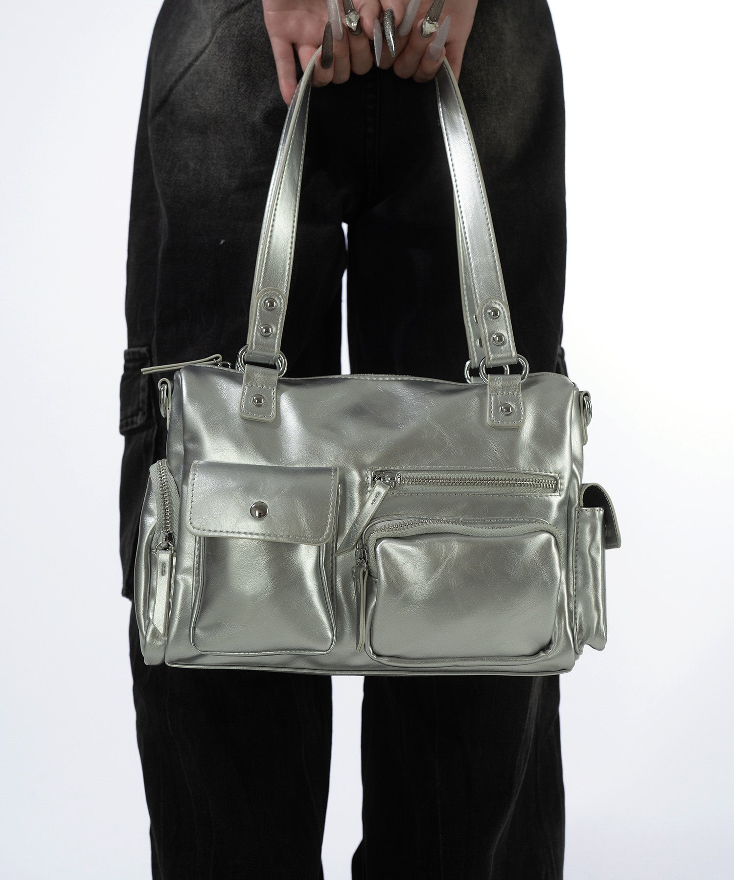 マルチポケット合皮バッグ