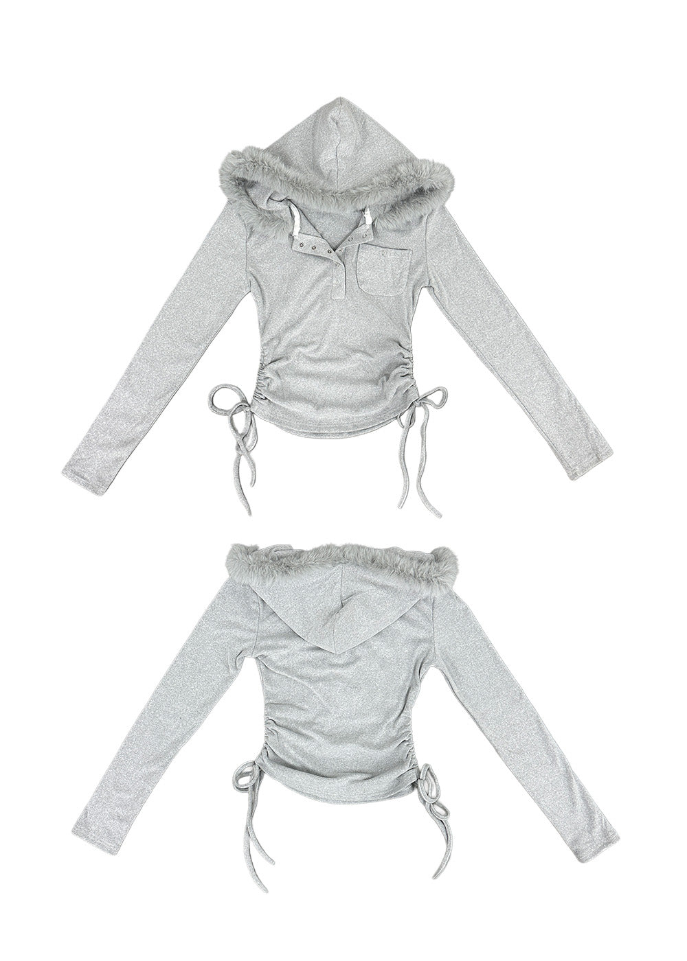 ファー付きフードピチスウェットトップス