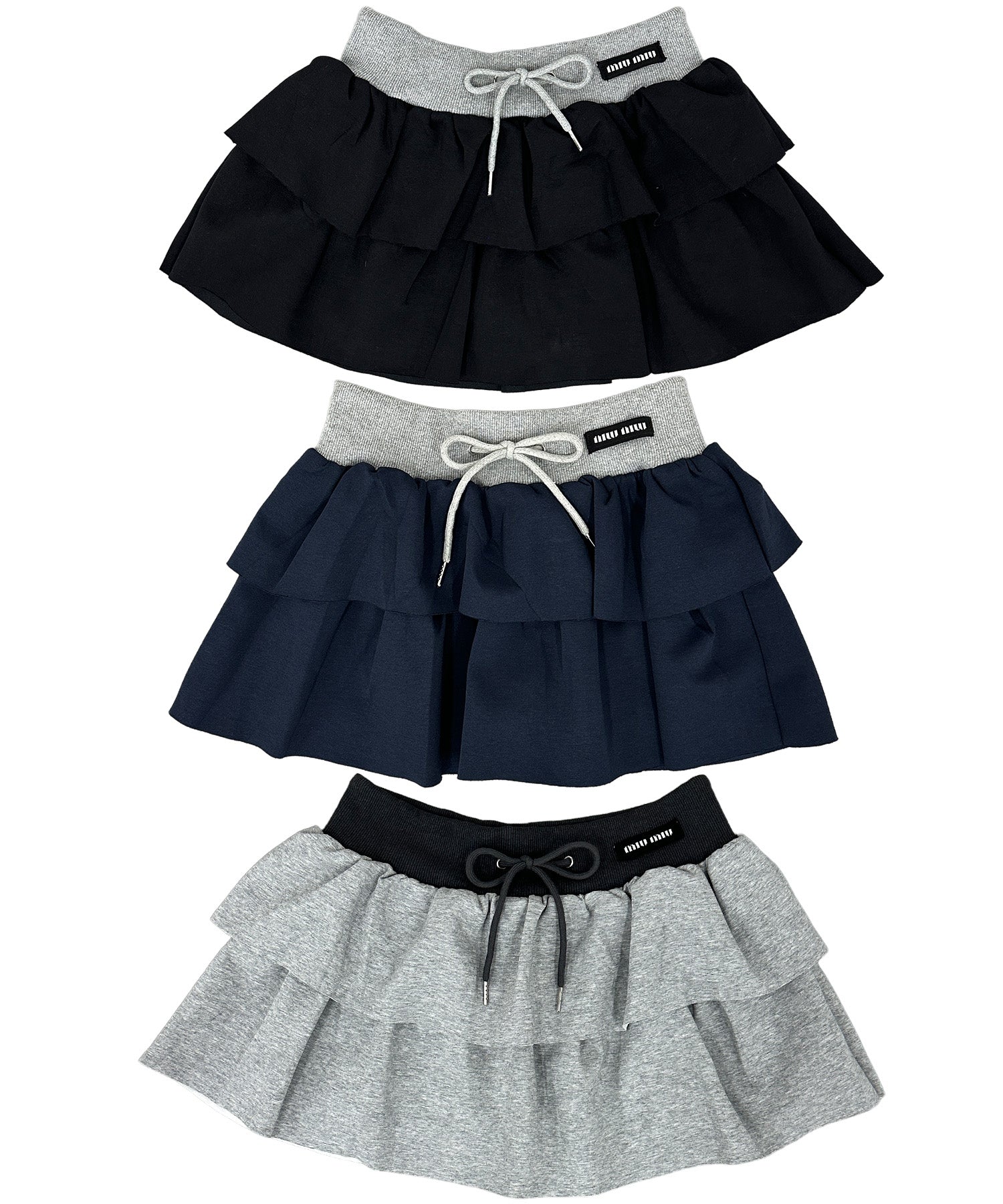 バイカラーフリルスウェットミニスカート