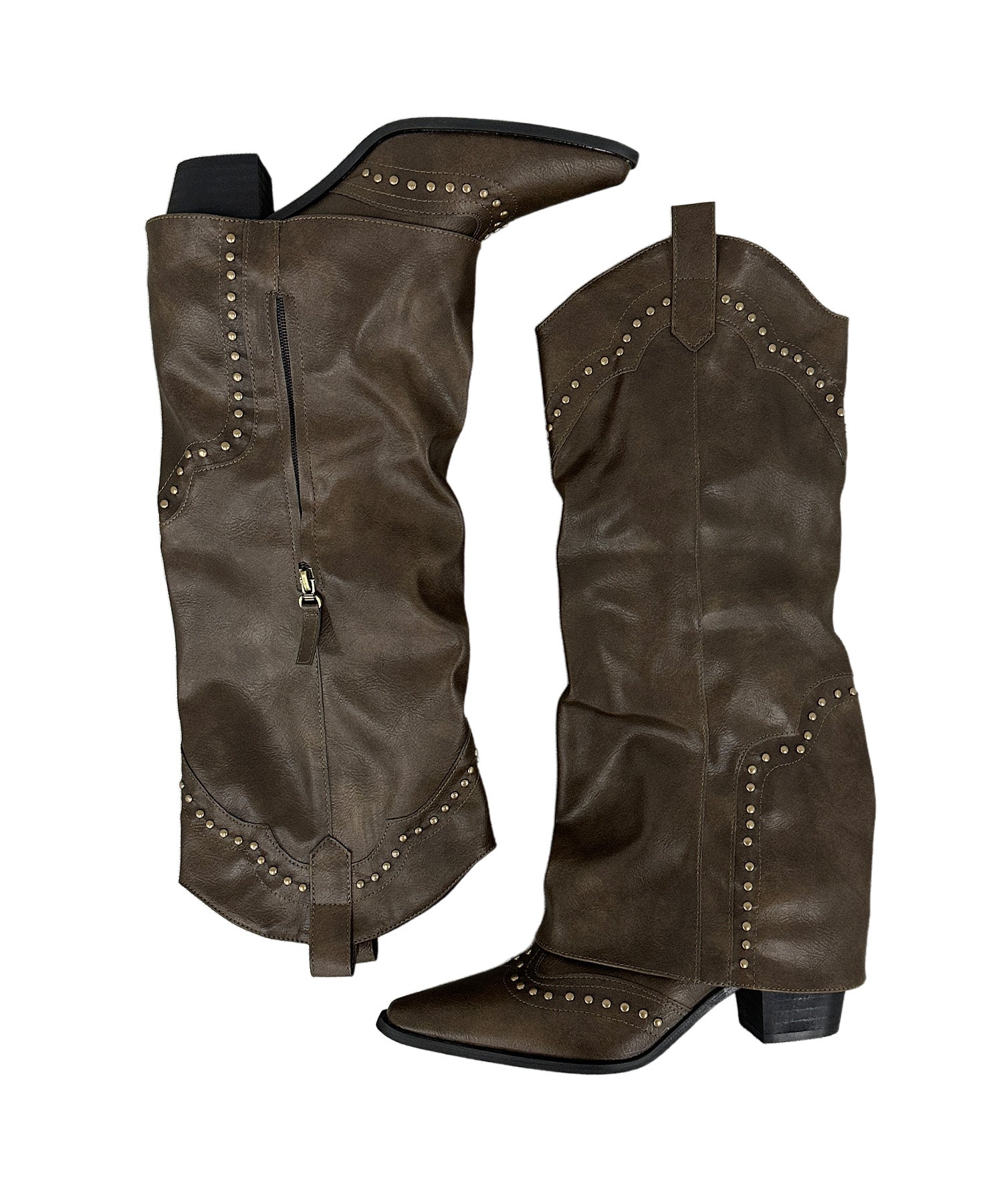 ヴィンテージ風スタッズカバーブーツ