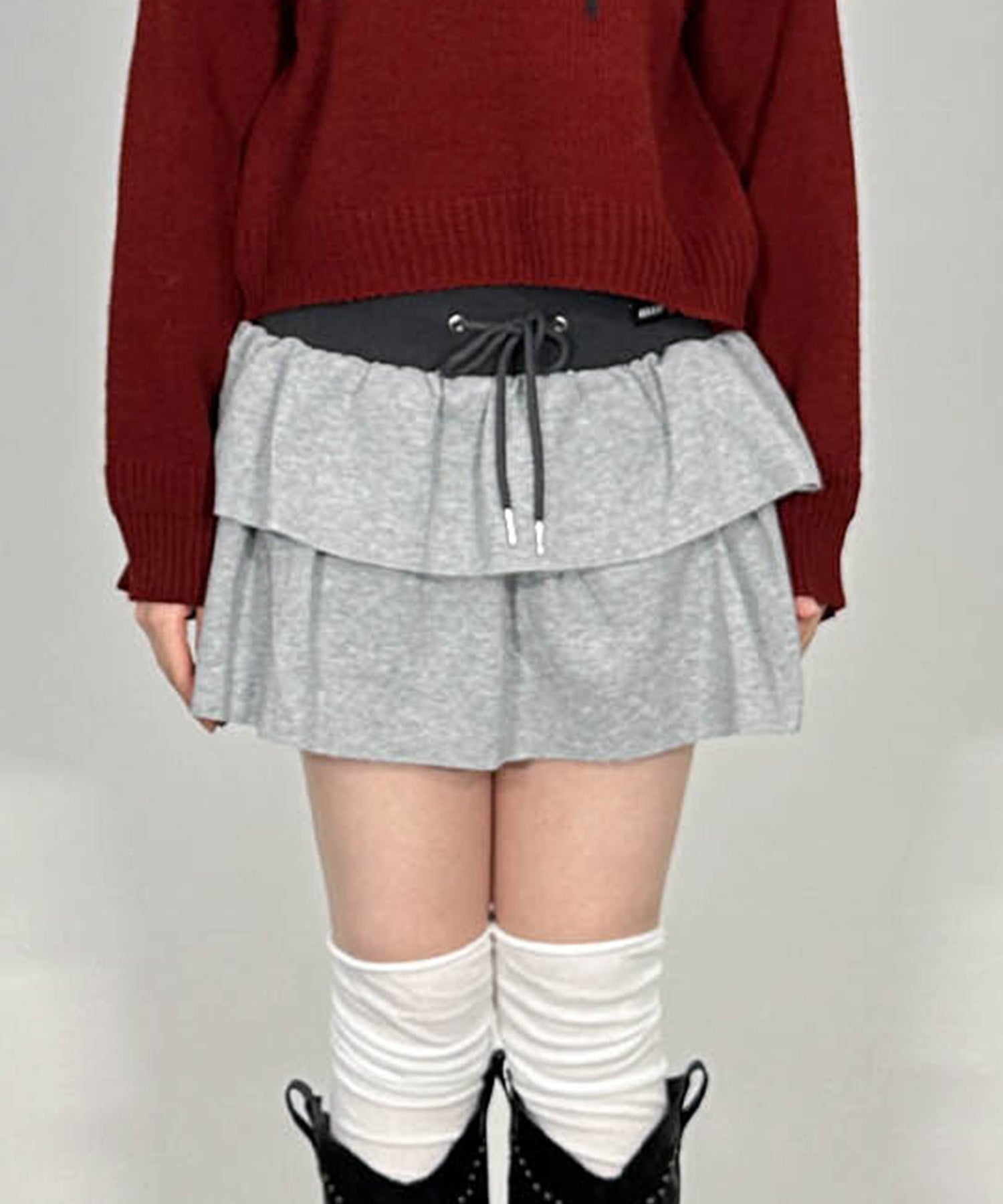 バイカラーフリルスウェットミニスカート