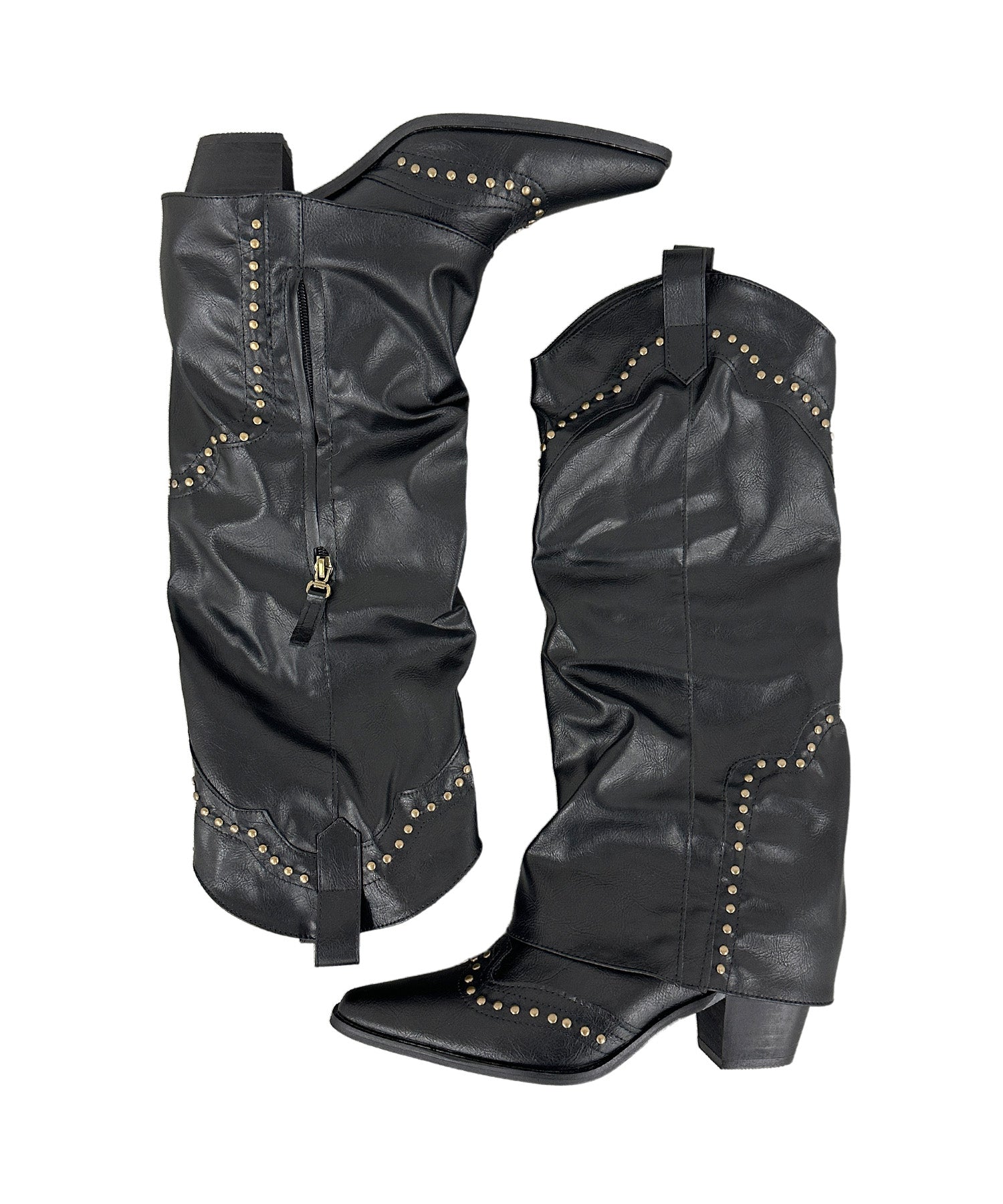 ヴィンテージ風スタッズカバーブーツ