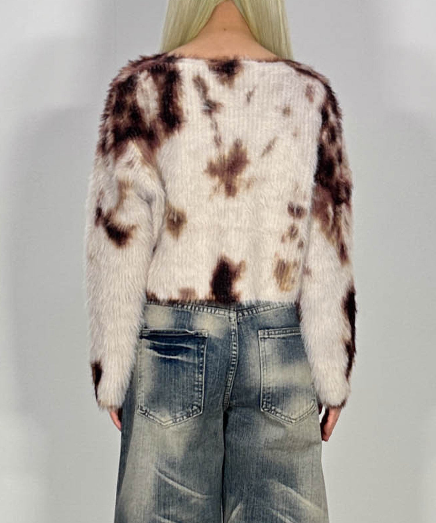 ニュアンス柄ルーズネックニット