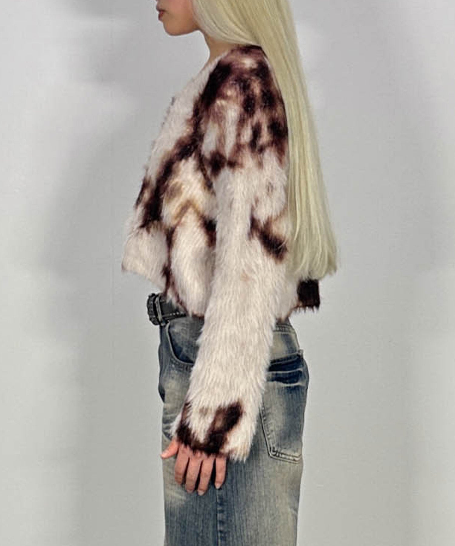 ニュアンス柄ルーズネックニット