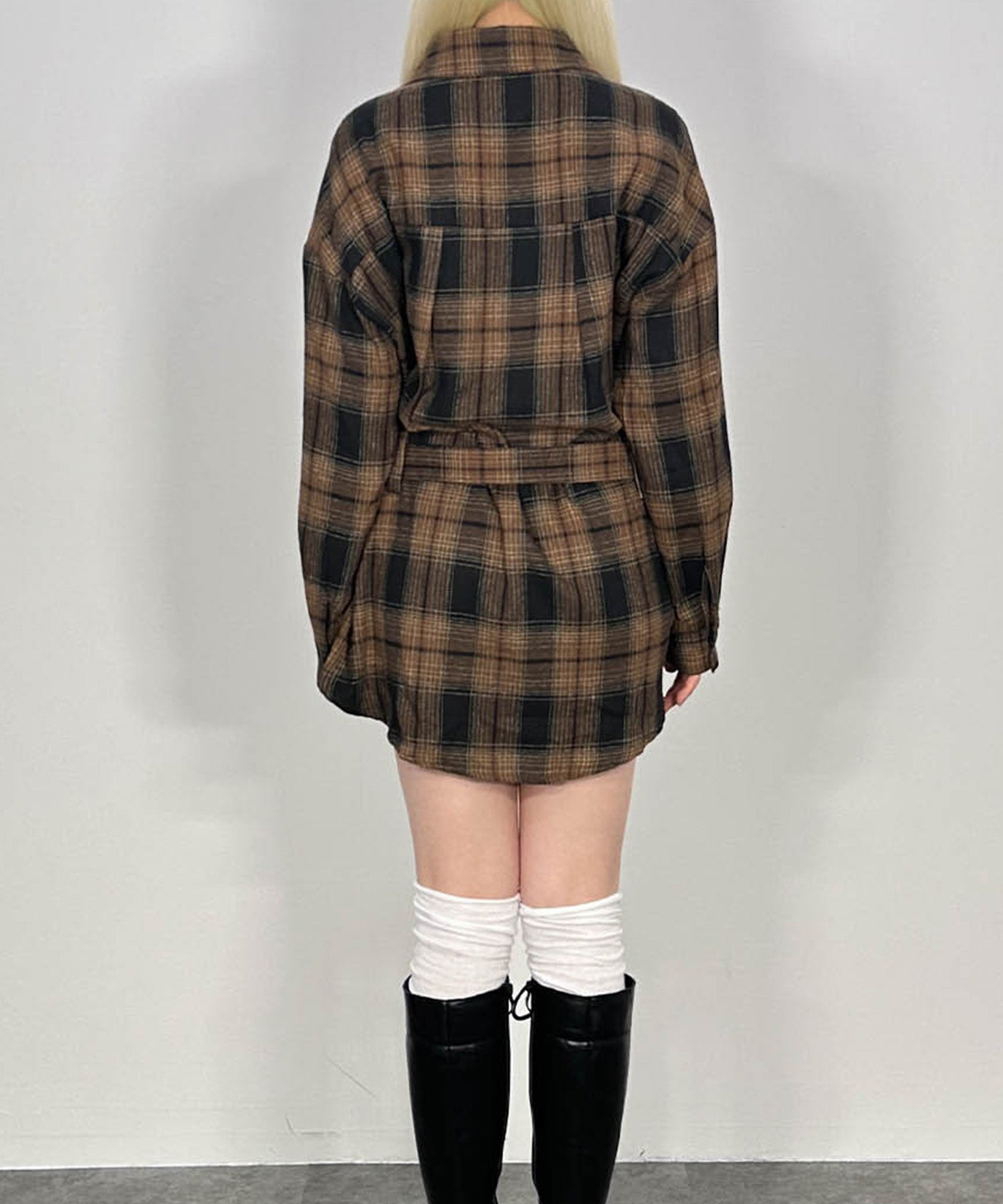 ベルトチェックシャツ