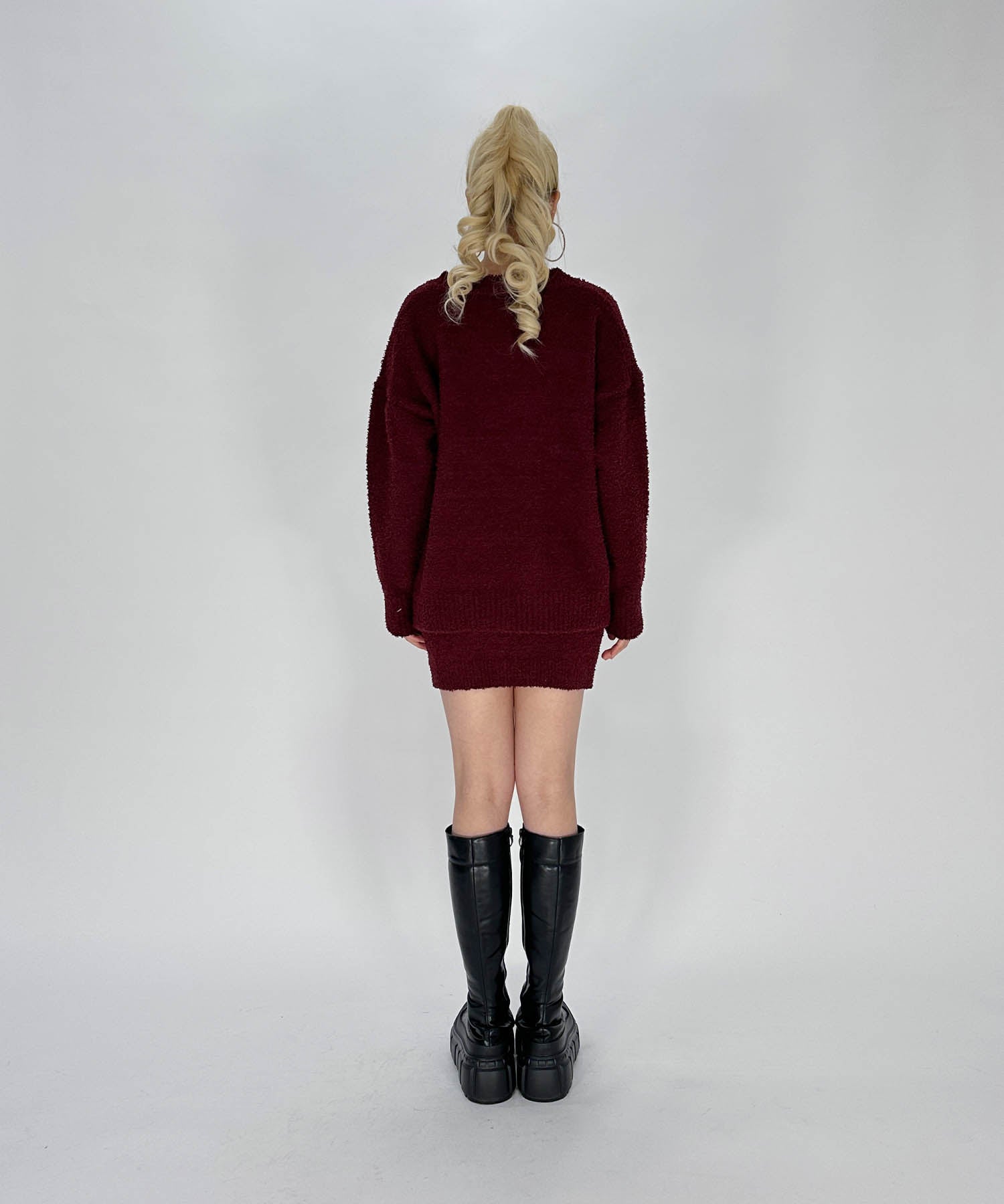 Vネックオーバーニットセットアップ